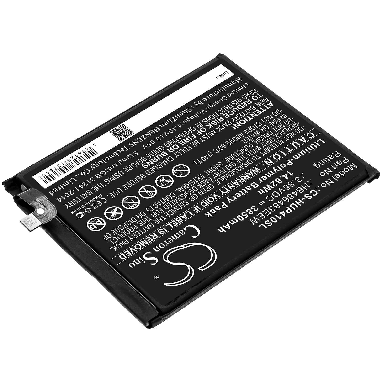 Li-Polymer Battery fits Huawei, Cdy-an00, Cdy-an20 3.85V, 3900mAh Mobile & SmartPhone Cameron Sino Technology Limited