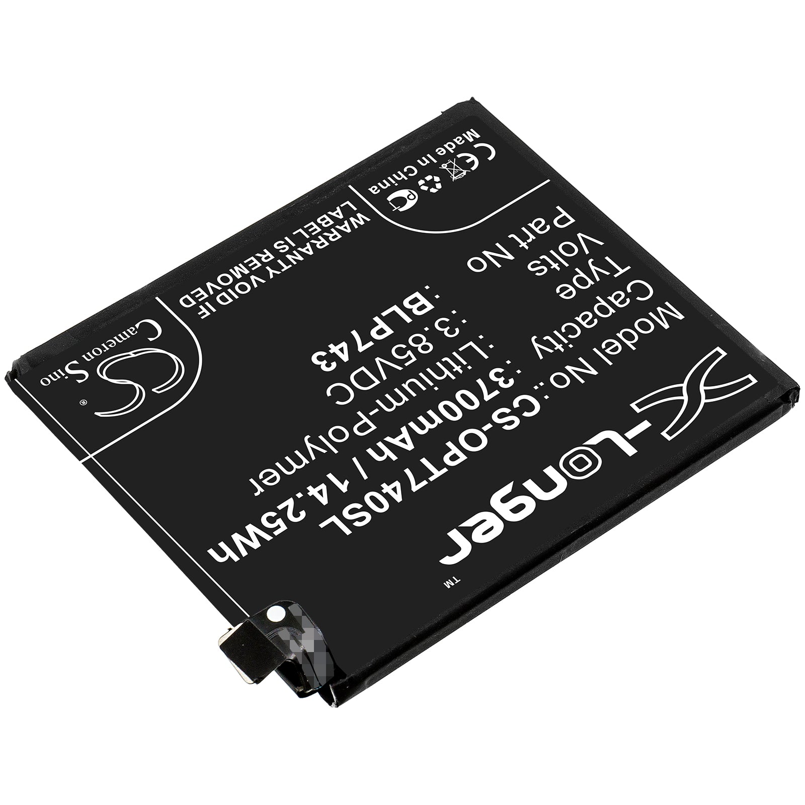 Li-Polymer Battery fits Oneplus, 7t, Hd1901 3.85V, 3700mAh Mobile & SmartPhone Cameron Sino Technology Limited