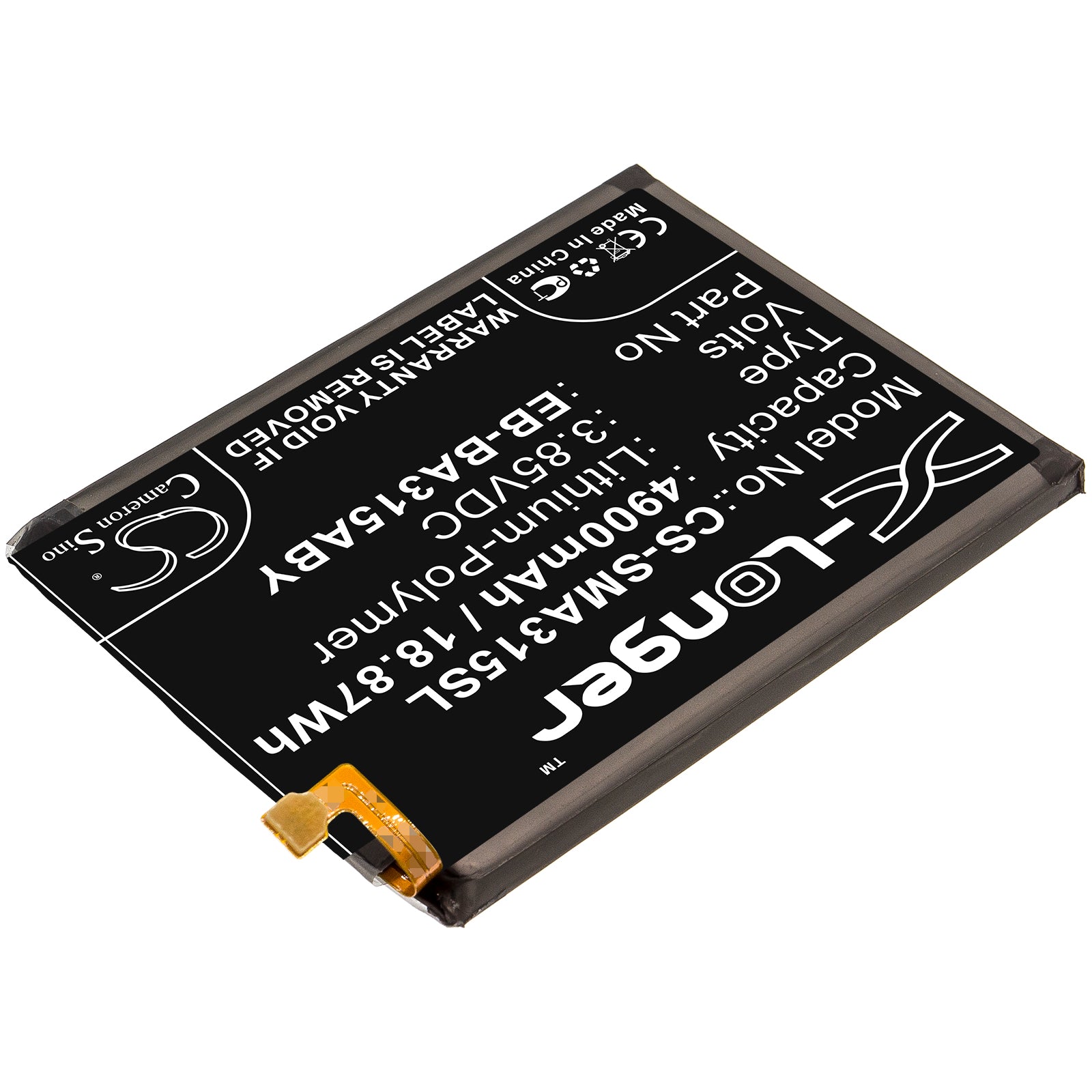 Li-Polymer Battery fits Samsung, Galaxy A31, Sm-a310f 3.85V, 4900mAh Mobile & SmartPhone Cameron Sino Technology Limited