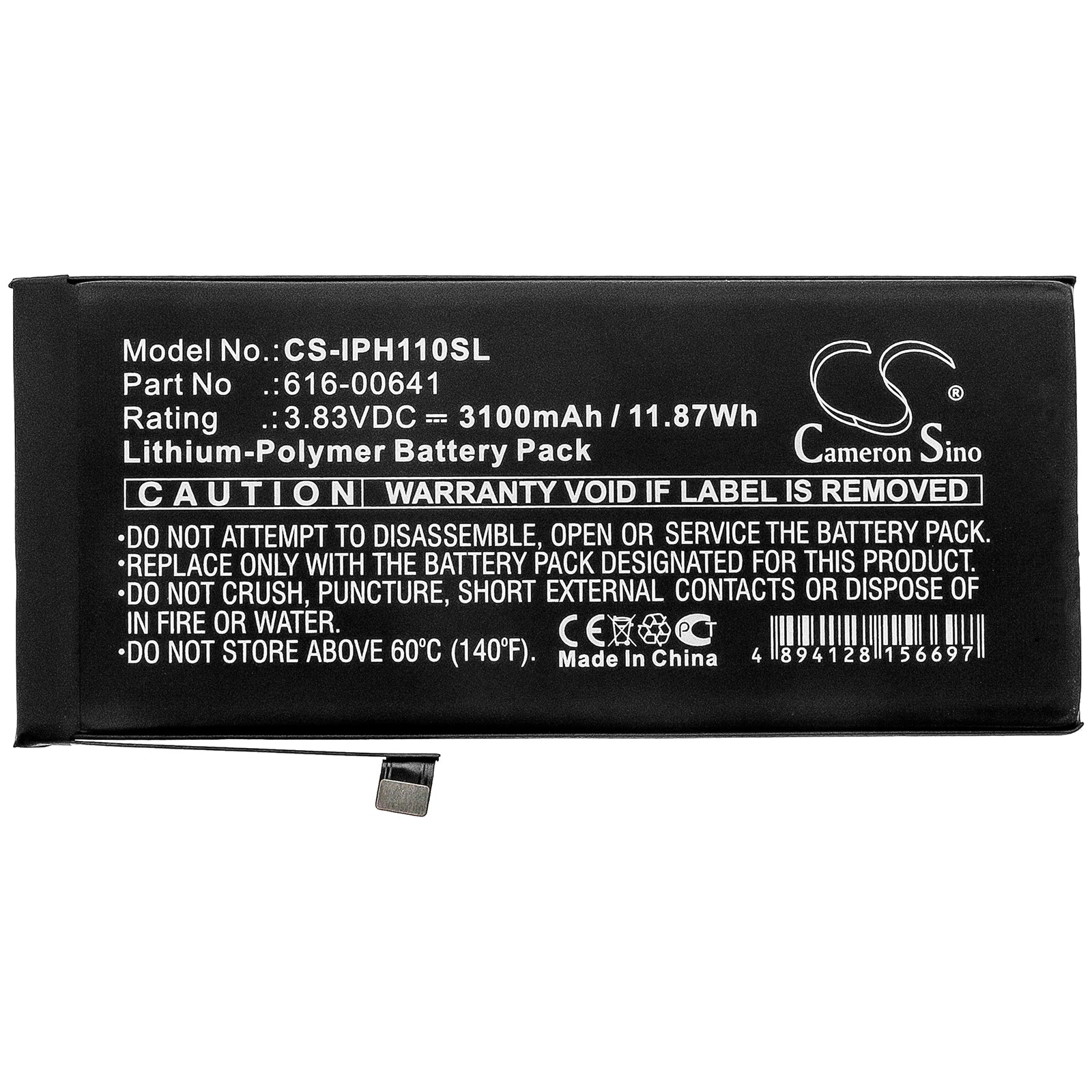 Li-Polymer Battery fits Apple, A2111, A2221 3.83V, 3100mAh Mobile & SmartPhone Cameron Sino Technology Limited