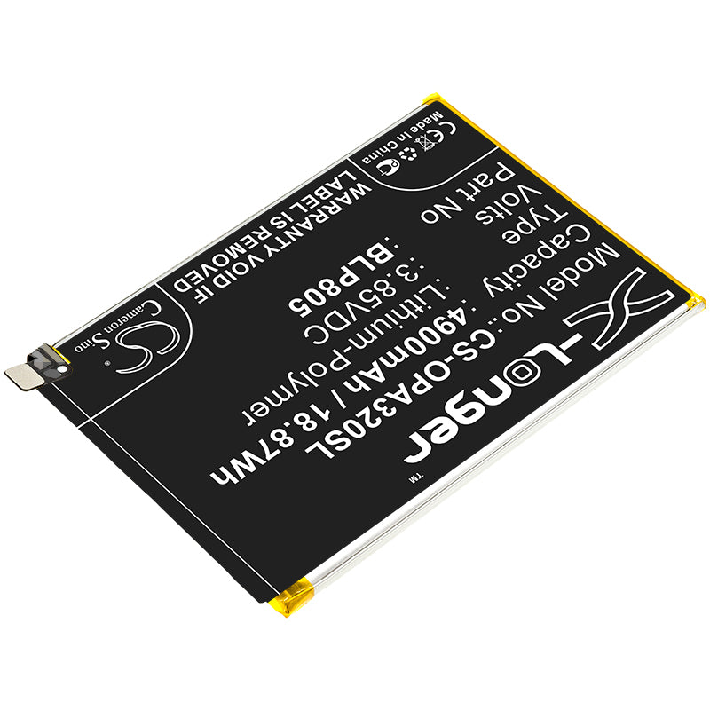 Li-Polymer Battery fits Oppo, A32 3.85V, 4900mAh Mobile & SmartPhone Cameron Sino Technology Limited