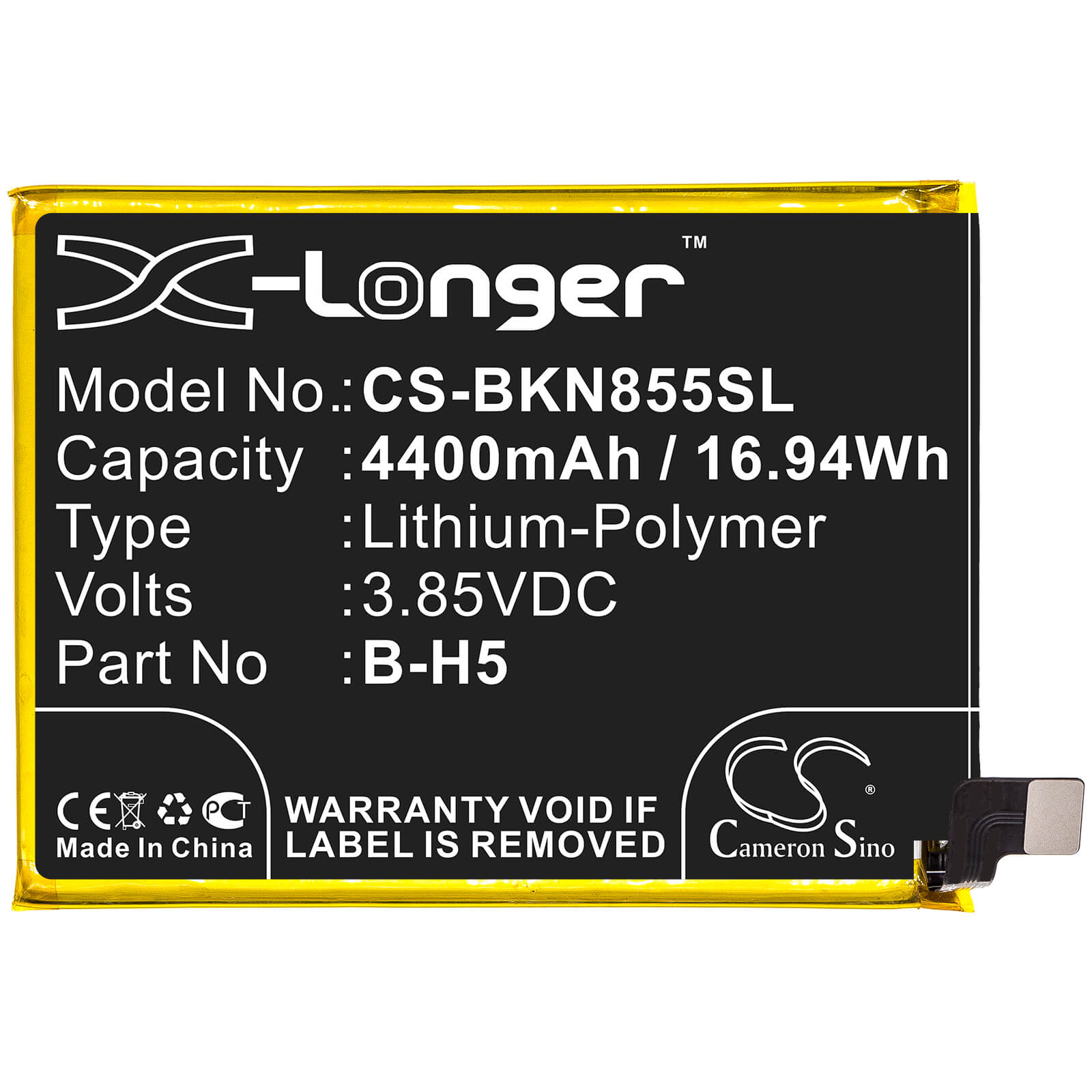 Li-Polymer Battery fits Vivo, Iqoo Neo 855s Racing, V1936l 3.85V, 4400mAh Mobile & SmartPhone Cameron Sino Technology Limited