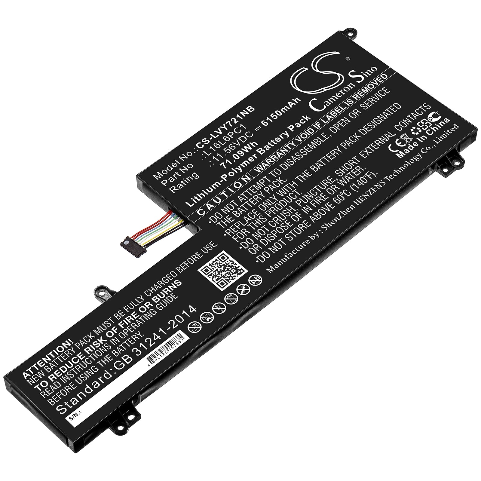 Li-ion Battery fits Lenovo, Yoga 720, Yoga 720-15 11.56V, 6150mAh Notebook & Laptop Cameron Sino Technology Limited