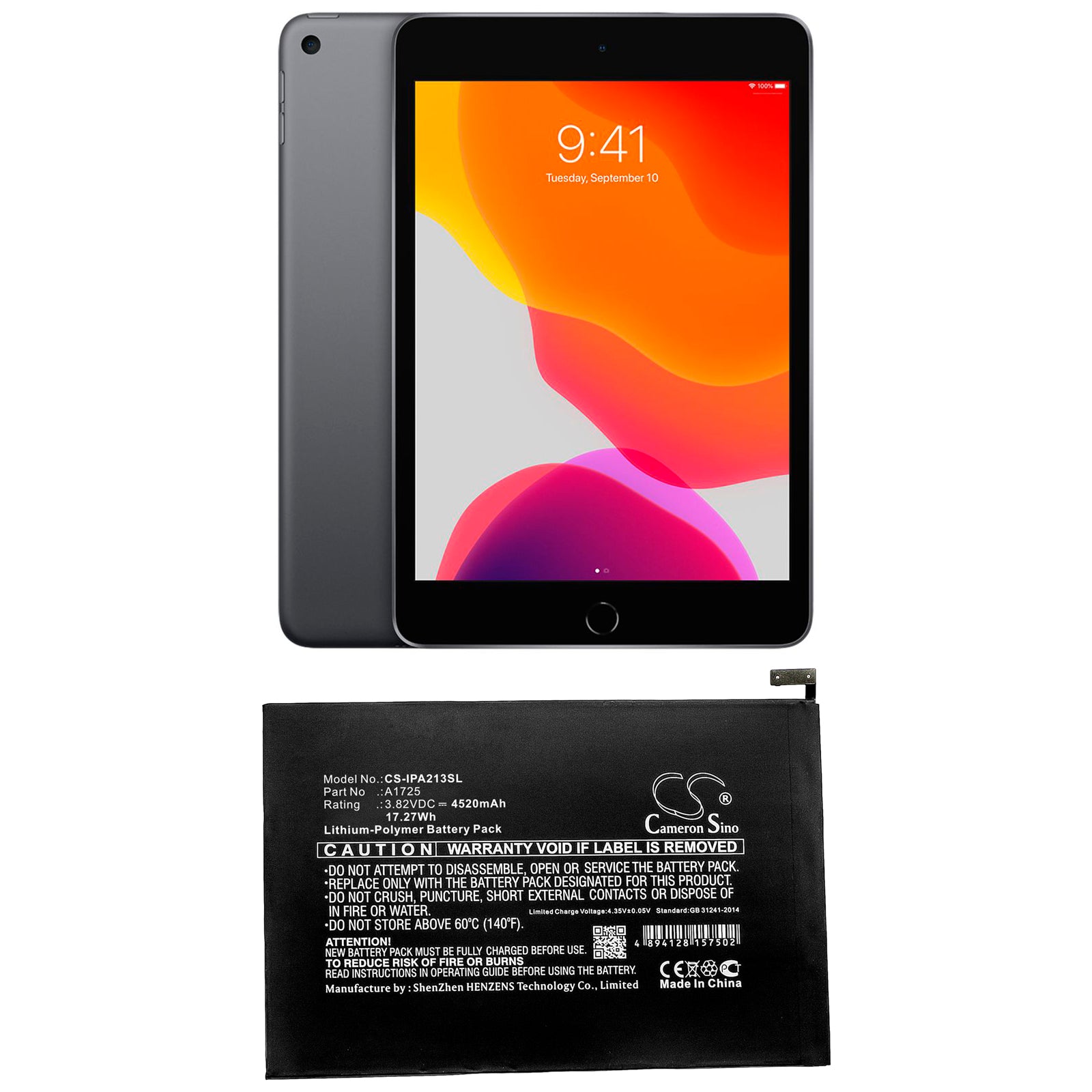 Li-Polymer Battery fits Apple, A2124, A2126 3.82V, 5120mAh Tablet Cameron Sino Technology Limited