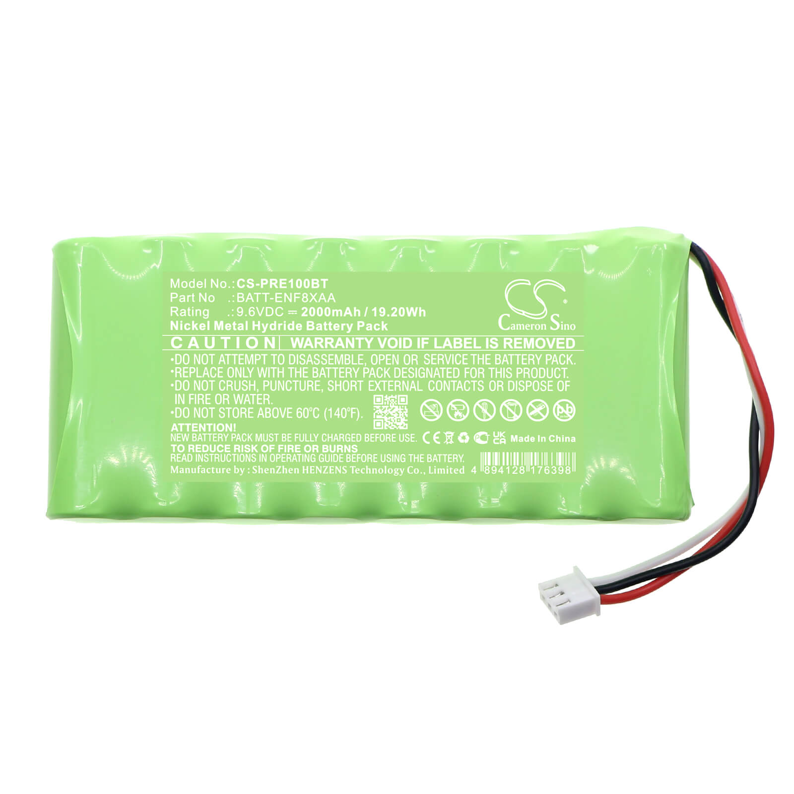 Ni-MH Battery fits Pyronix, Enf32uk-we, Enforcer V10 9.6V, 2000mAh / 19.20Wh Alarm System Cameron Sino Technology Limited