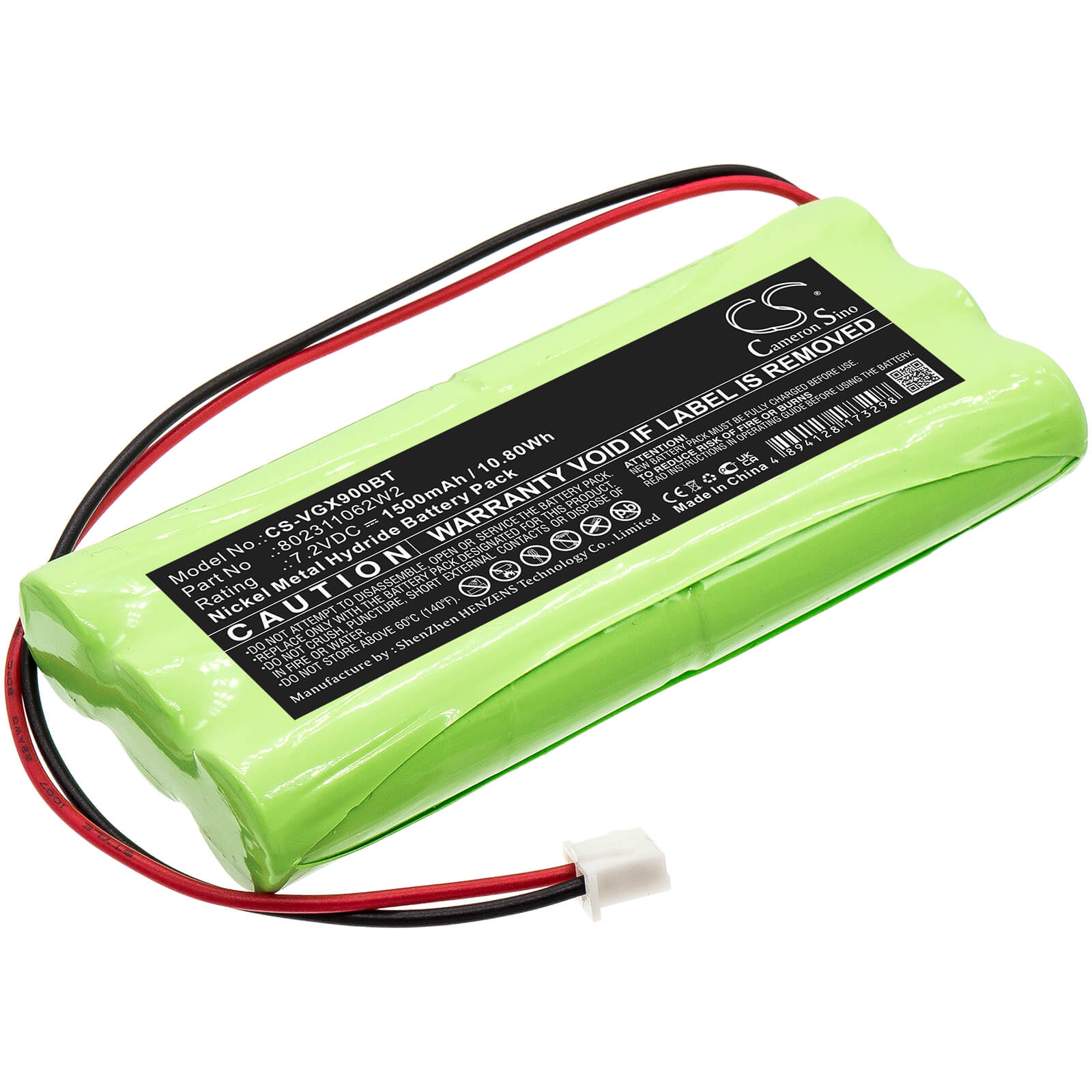 Ni-MH Battery fits Vesta, Composed, Gx9ml 7.2V, 1500mAh / 10.80Wh Alarm System Cameron Sino Technology Limited