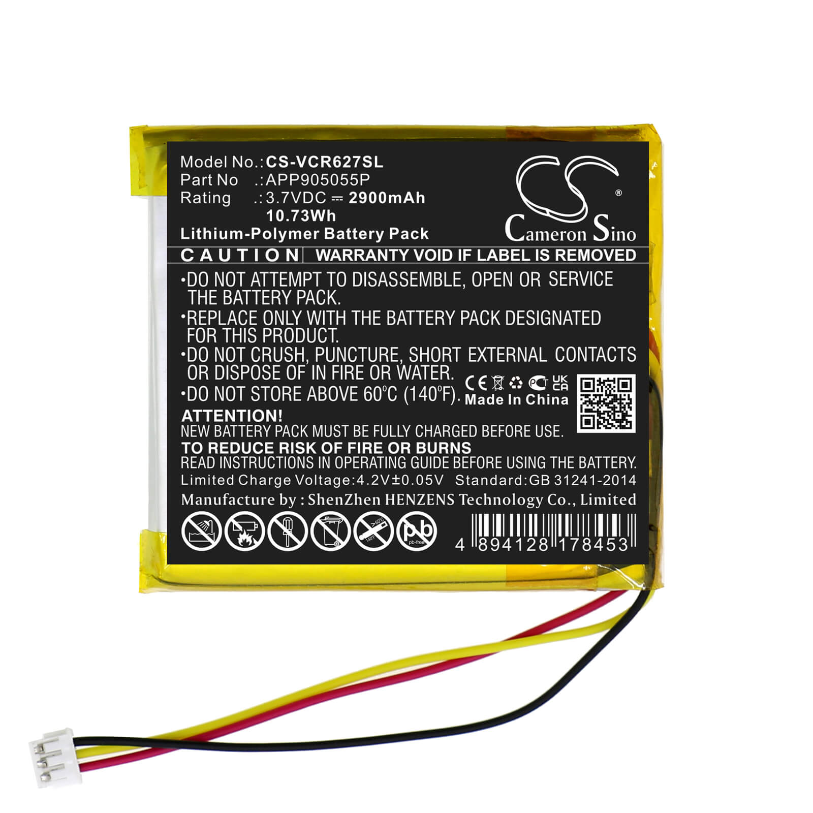 Li-Polymer Battery fits Venturecraft, R627, Vantam Piano Jazz Classic R627 3.7V, 2900mAh / 10.73Wh Amplifier Cameron Sino Technology Limited