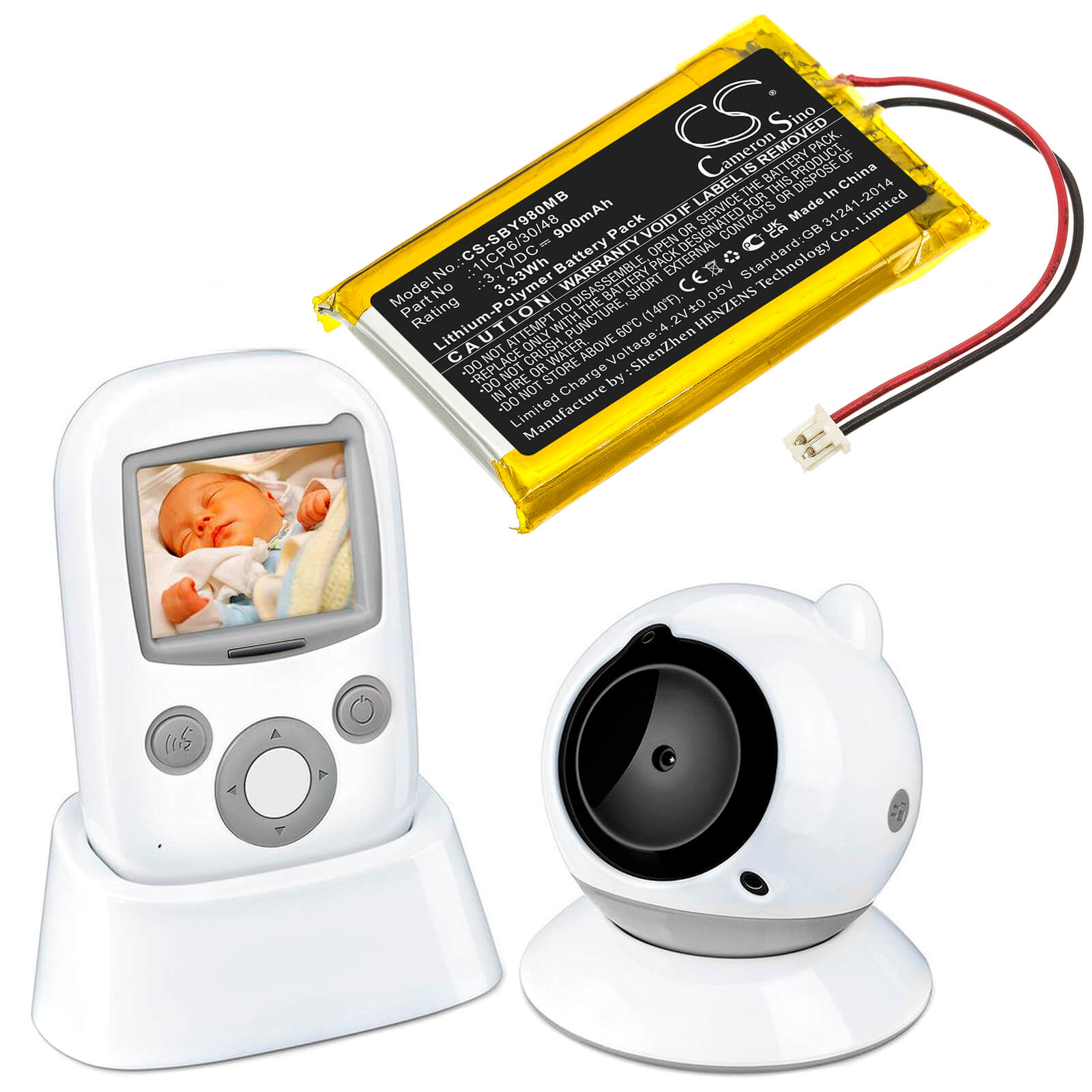 Li-Polymer Battery fits Sanitas, Sby 98 3.7V, 900mAh / 3.33Wh BabyPhone Cameron Sino Technology Limited