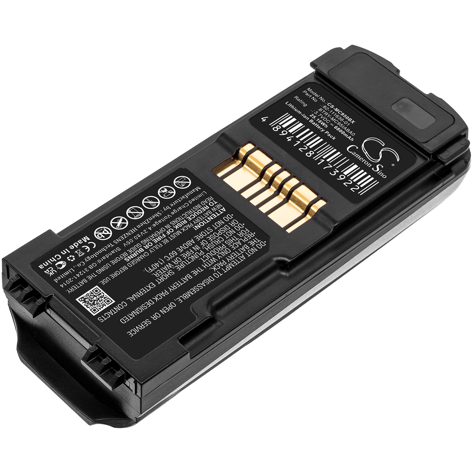 Li-ion Battery fits Symbol, Mc9500, Mc9590 3.7V, 6800mAh / 25.16Wh Barcode Scanner Cameron Sino Technology Limited