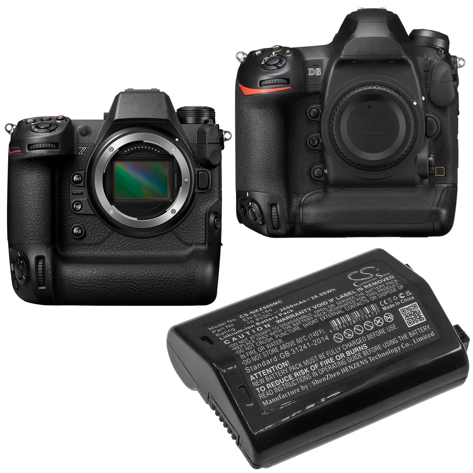 Li-ion Battery fits Nikon, D6, Z9 10.8V, 2600mAh / 28.08Wh Camera Cameron Sino Technology Limited