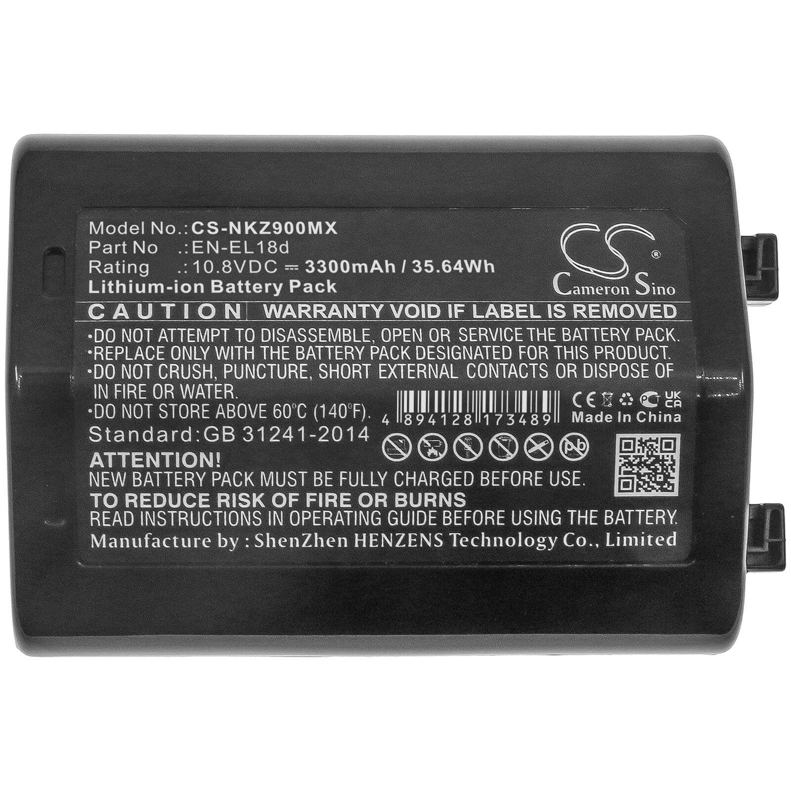 Li-ion Battery fits Nikon, D6, Z9 10.8V, 3300mAh / 35.64Wh Camera Cameron Sino Technology Limited