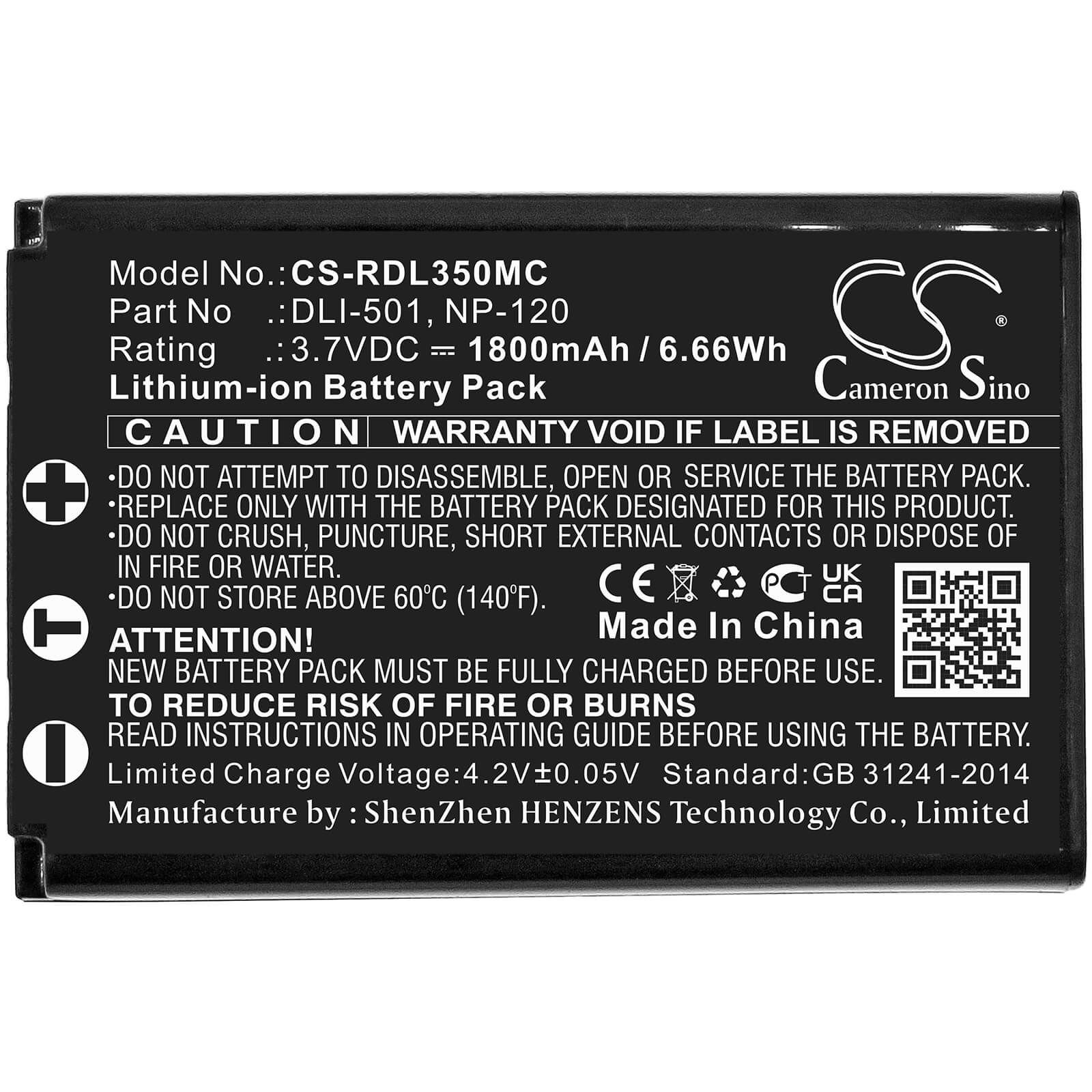 Li-ion Battery fits Rollei, Powerflex 350 Wifi 3.7V, 1800mAh / 6.66Wh Home Electronics Cameron Sino Technology Limited