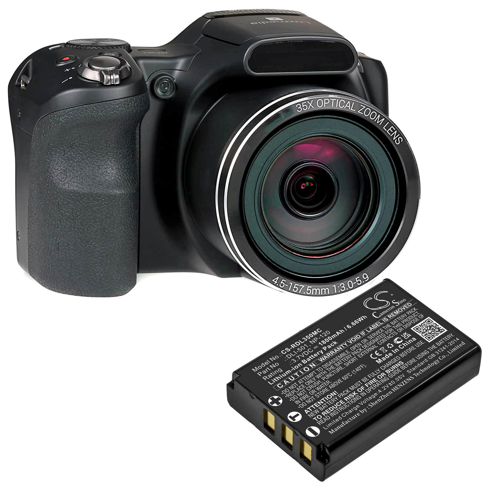 Li-ion Battery fits Rollei, Powerflex 350 Wifi 3.7V, 1800mAh / 6.66Wh Home Electronics Cameron Sino Technology Limited