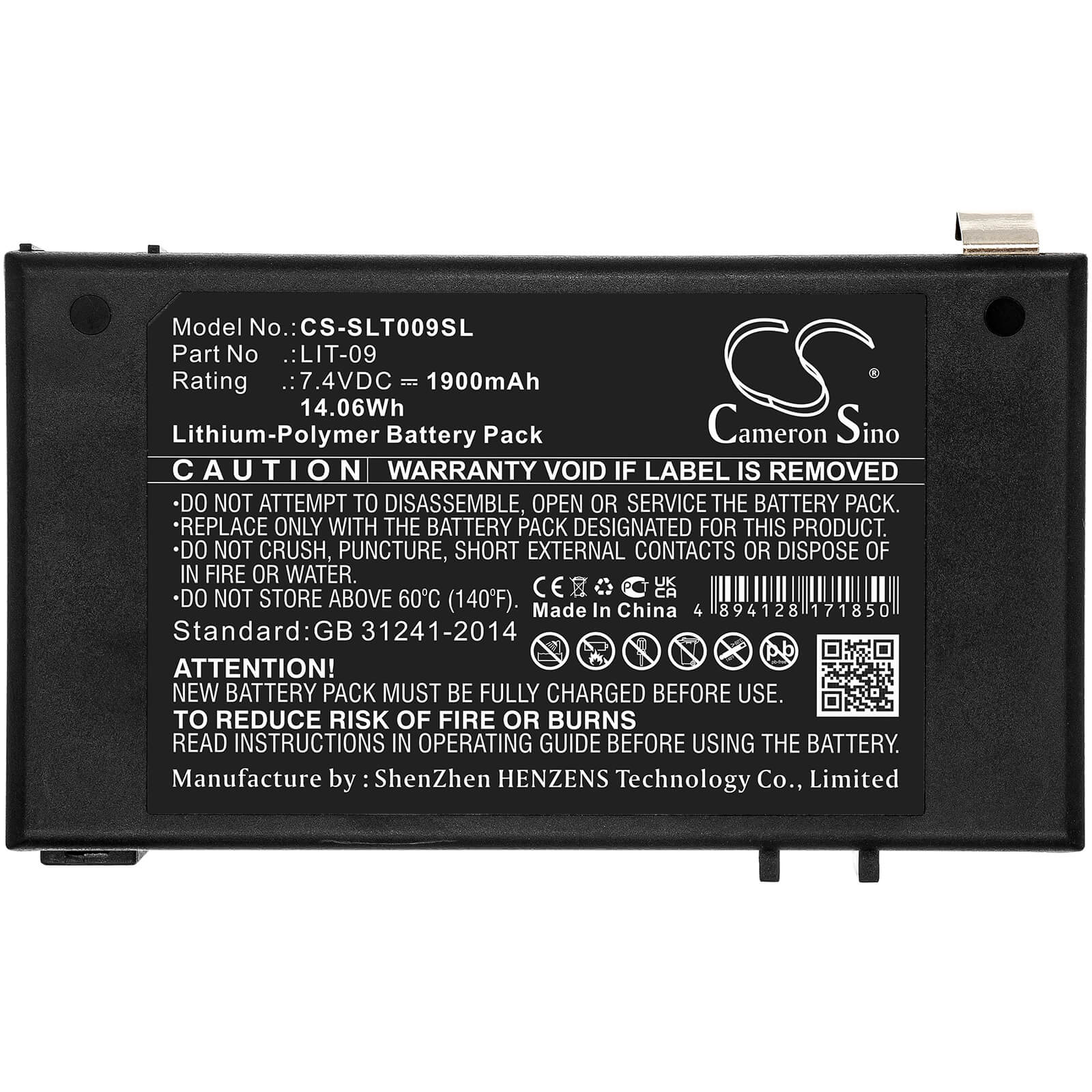 Li-Polymer Battery fits Spypoint, Bloc Pile, Link-s-dark 7.4V, 1900mAh / 14.06Wh Camera Cameron Sino Technology Limited