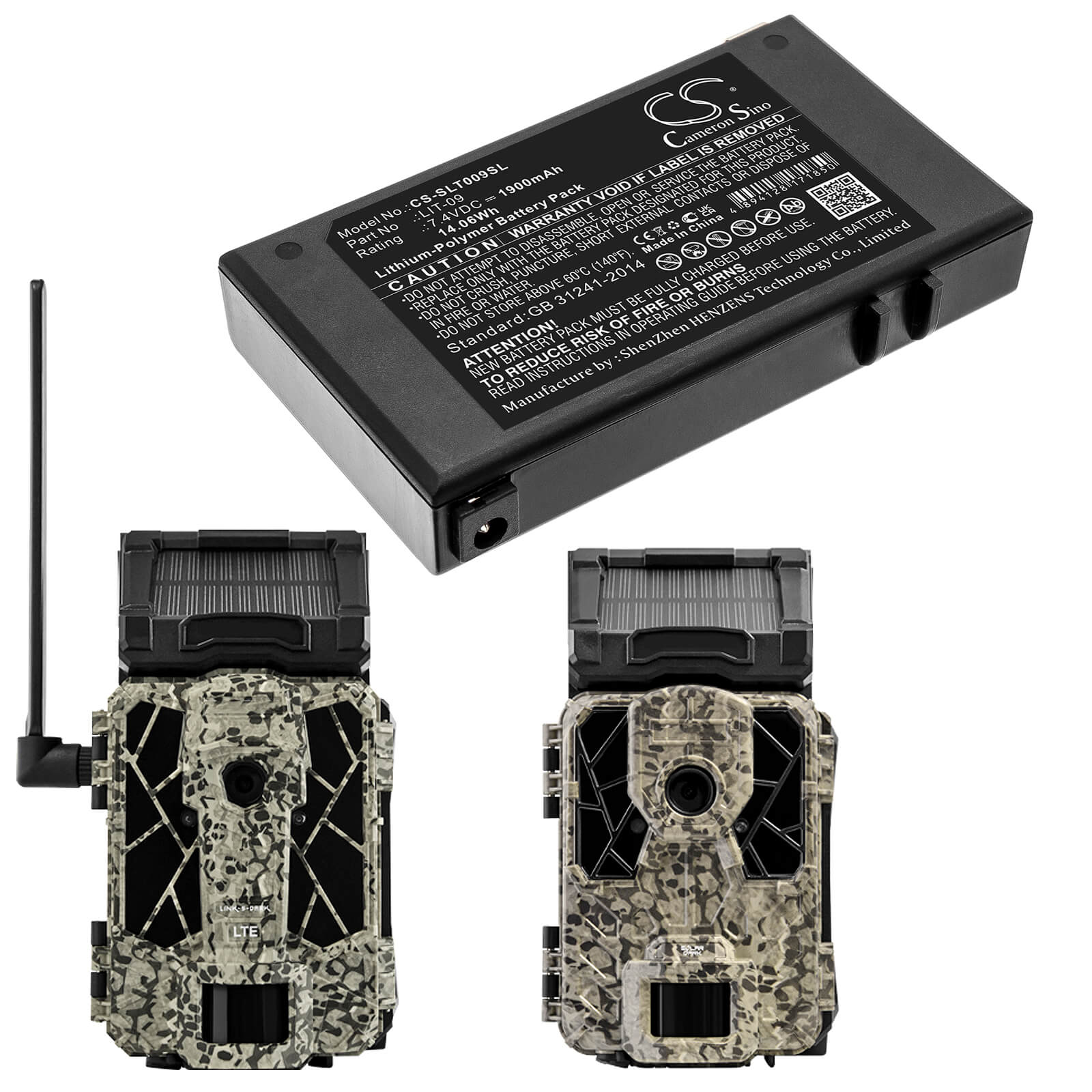 Li-Polymer Battery fits Spypoint, Bloc Pile, Link-s-dark 7.4V, 1900mAh / 14.06Wh Camera Cameron Sino Technology Limited