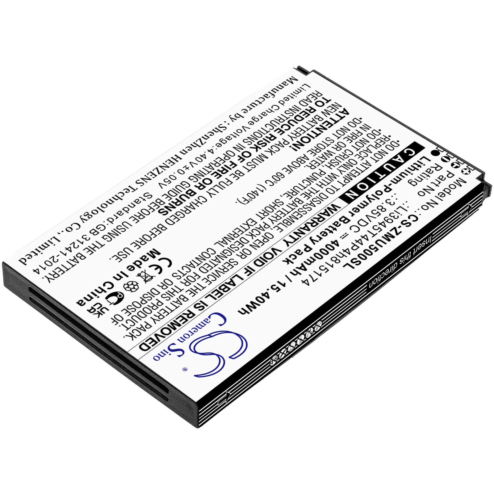 Li-Polymer Battery fits Telstra, 5g Wi-fi Pro 3.85V, 4000mAh / 15.40Wh Cameron Sino Technology Limited (Suspended)