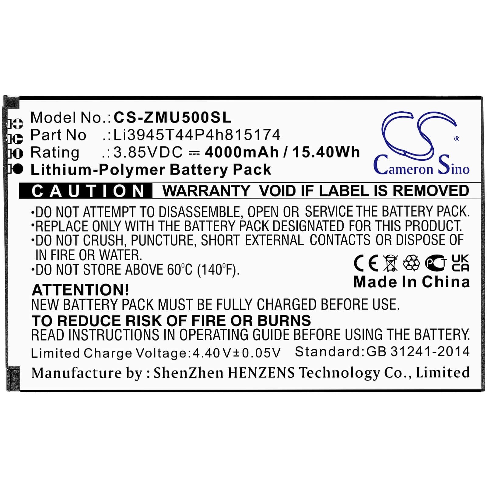 Li-Polymer Battery fits Telstra, 5g Wi-fi Pro 3.85V, 4000mAh / 15.40Wh Cameron Sino Technology Limited (Suspended)