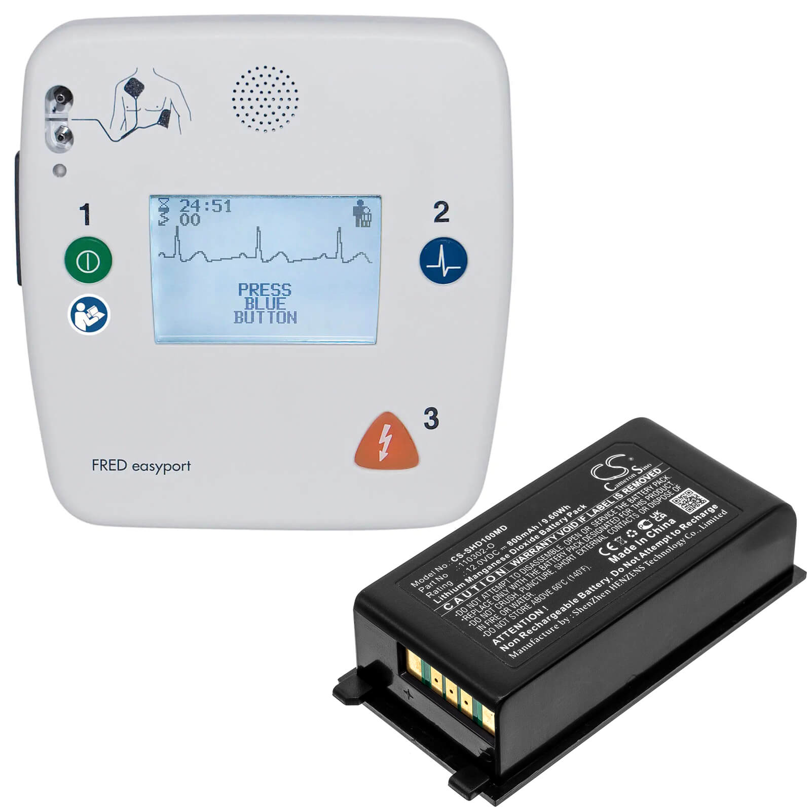 Li-MnO2 Battery fits Schiller, Defibrillator Easyport 12.0V, 800mAh / 9.60Wh Medical Cameron Sino Technology Limited