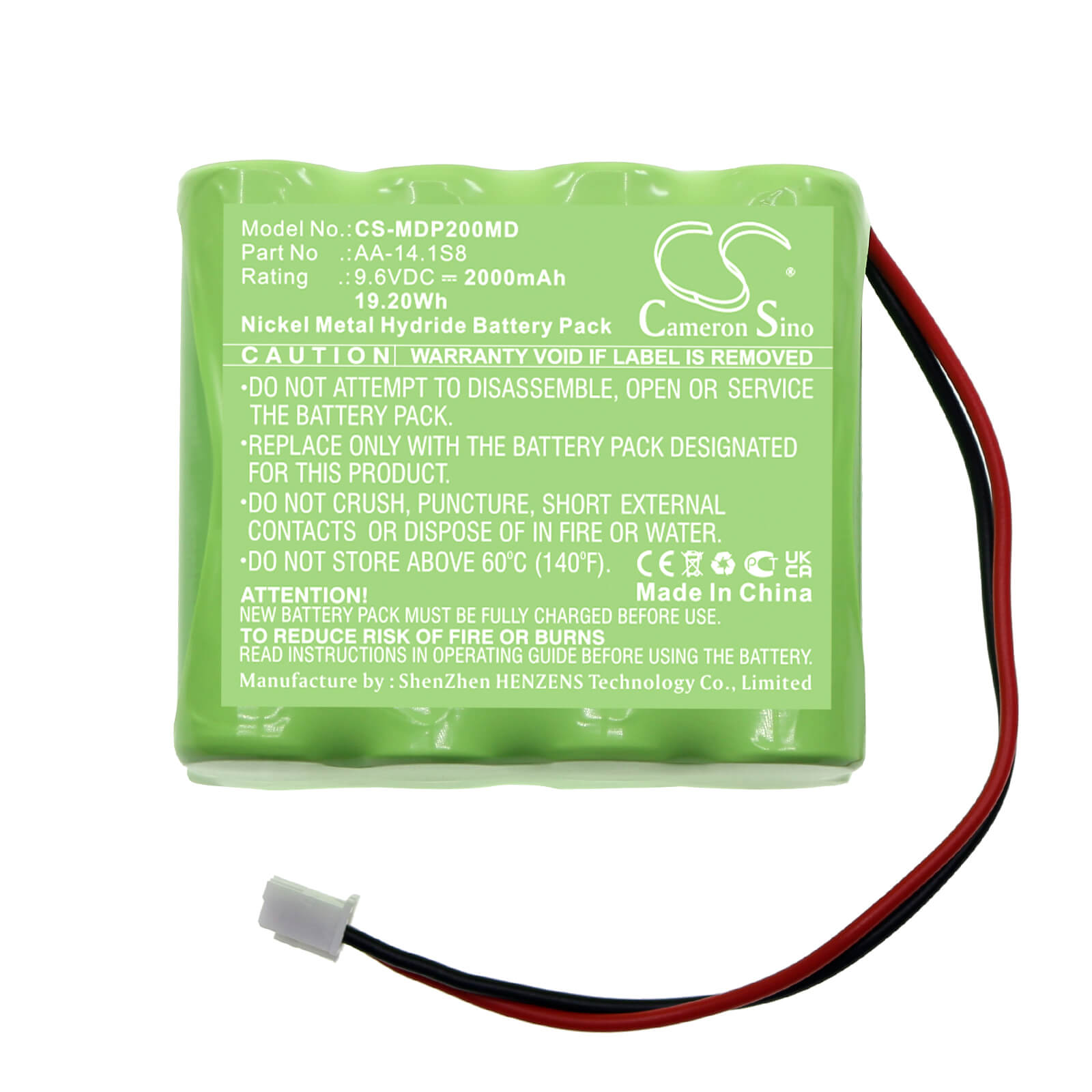 Ni-MH Battery fits Medima, P Infusion Pump, P2 9.6V, 2000mAh / 19.20Wh Medical Cameron Sino Technology Limited
