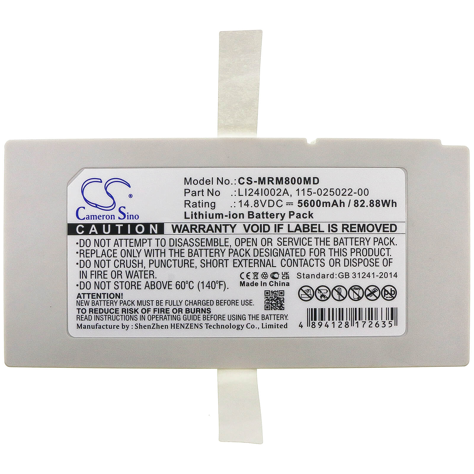 Li-ion Battery fits Mindray, M8, M9 14.8V, 5600mAh / 82.88Wh Medical Cameron Sino Technology Limited