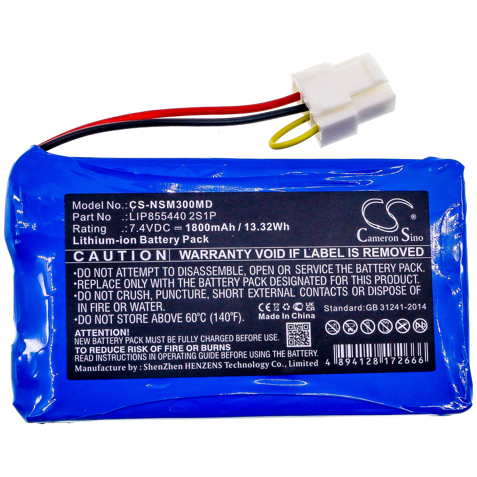 Li-ion Battery fits Neusoft, Scp-xikang-3001 7.4V, 1800mAh / 13.32Wh Medical Cameron Sino Technology Limited