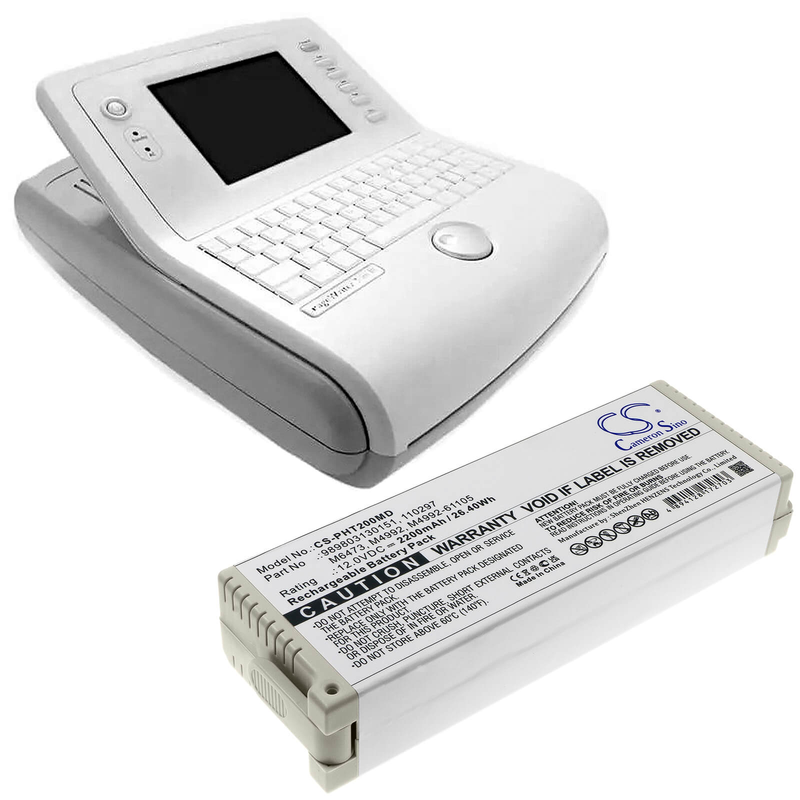 Sealed Lead Acid Battery fits Philips, Ecg Pagewriter Trim I, Pagewriter Trim 2 12.0V, 2200mAh / 26.40Wh Medical Cameron Sino Technology Limited