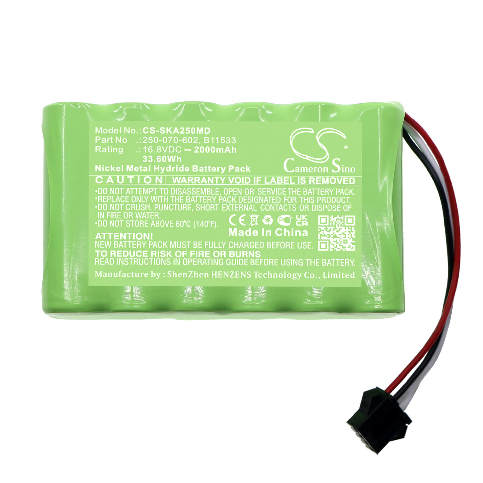 Ni-MH Battery fits Zede, Single Micro Injection Pump, Zd-50c6 14.4V, 2000mAh / 28.80Wh Medical Cameron Sino Technology Limited