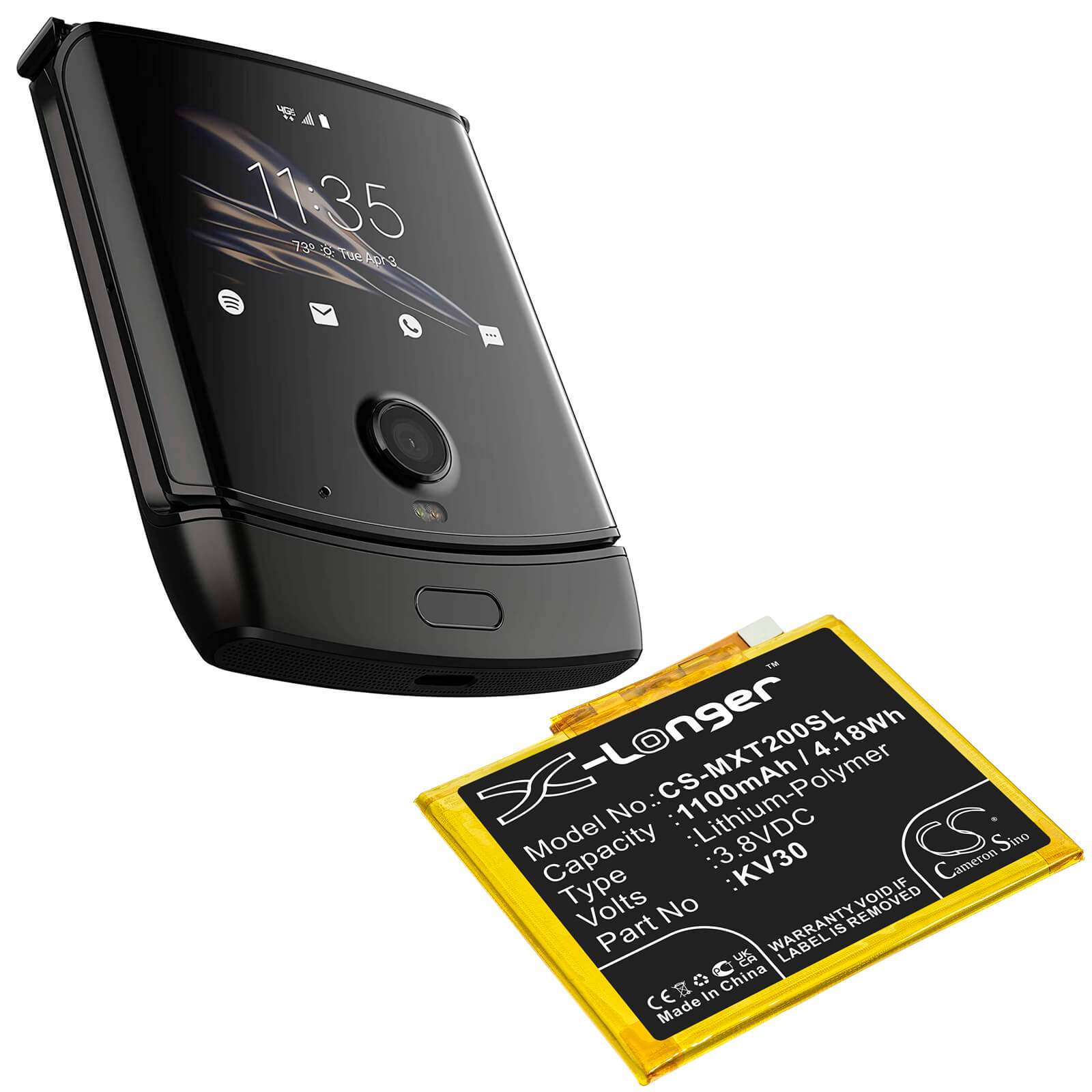 Li-Polymer Battery fits Motorola, Razr 2019, Voyager 3.8V, 1100mAh / 4.18Wh Mobile & SmartPhone Cameron Sino Technology Limited