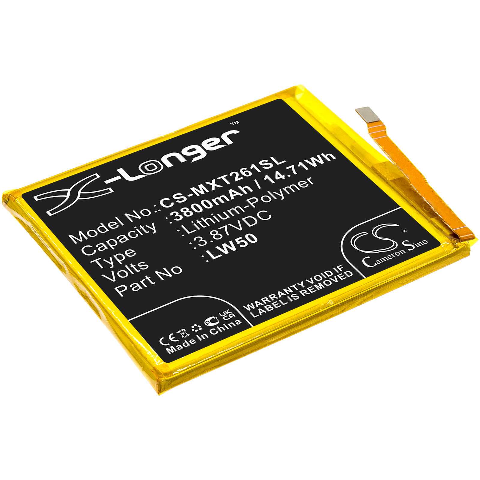 Li-Polymer Battery fits Motorola, Moto Edge Plus, Moto Edge+ 3.87V, 3800mAh / 14.71Wh Mobile & SmartPhone Cameron Sino Technology Limited
