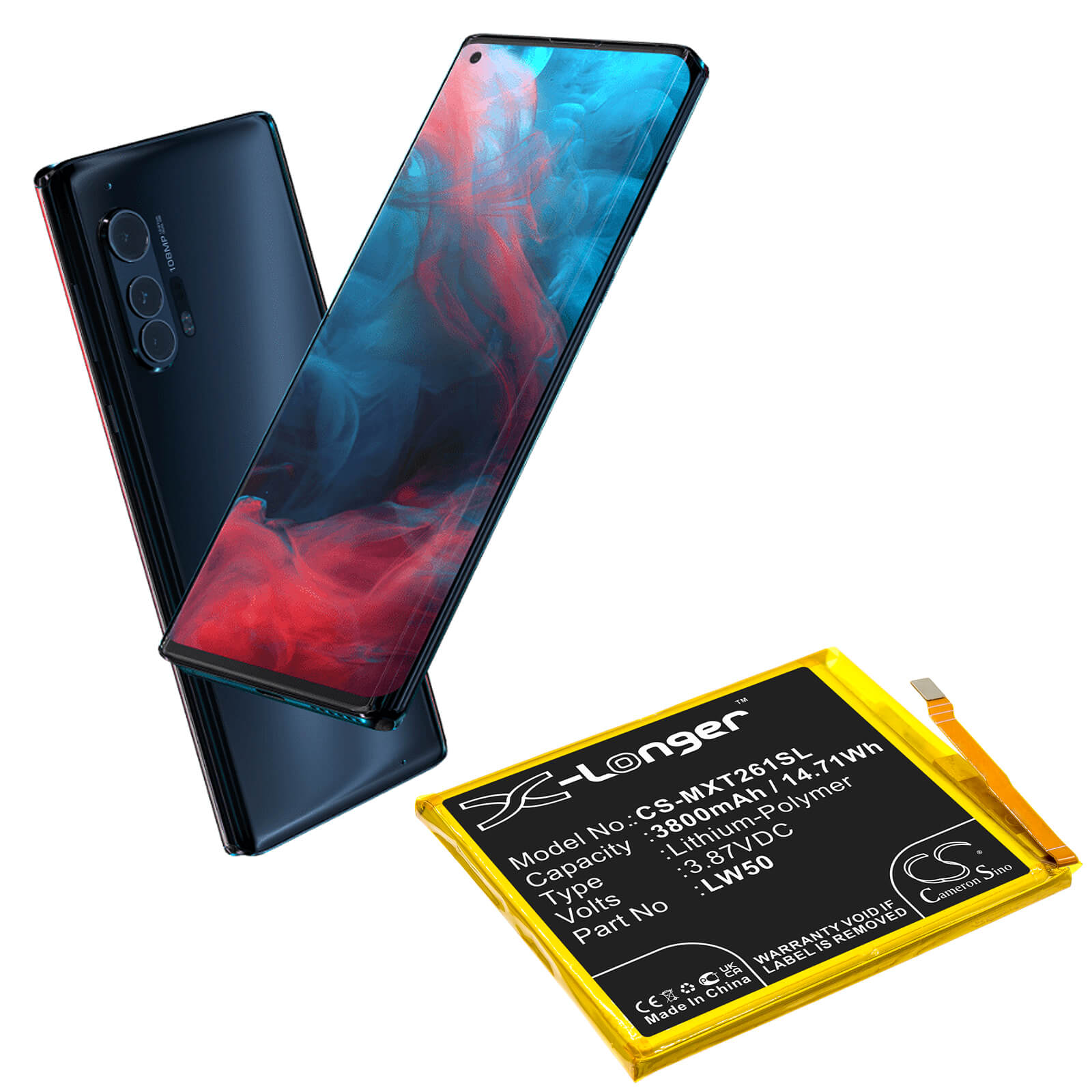 Li-Polymer Battery fits Motorola, Moto Edge Plus, Moto Edge+ 3.87V, 3800mAh / 14.71Wh Mobile & SmartPhone Cameron Sino Technology Limited
