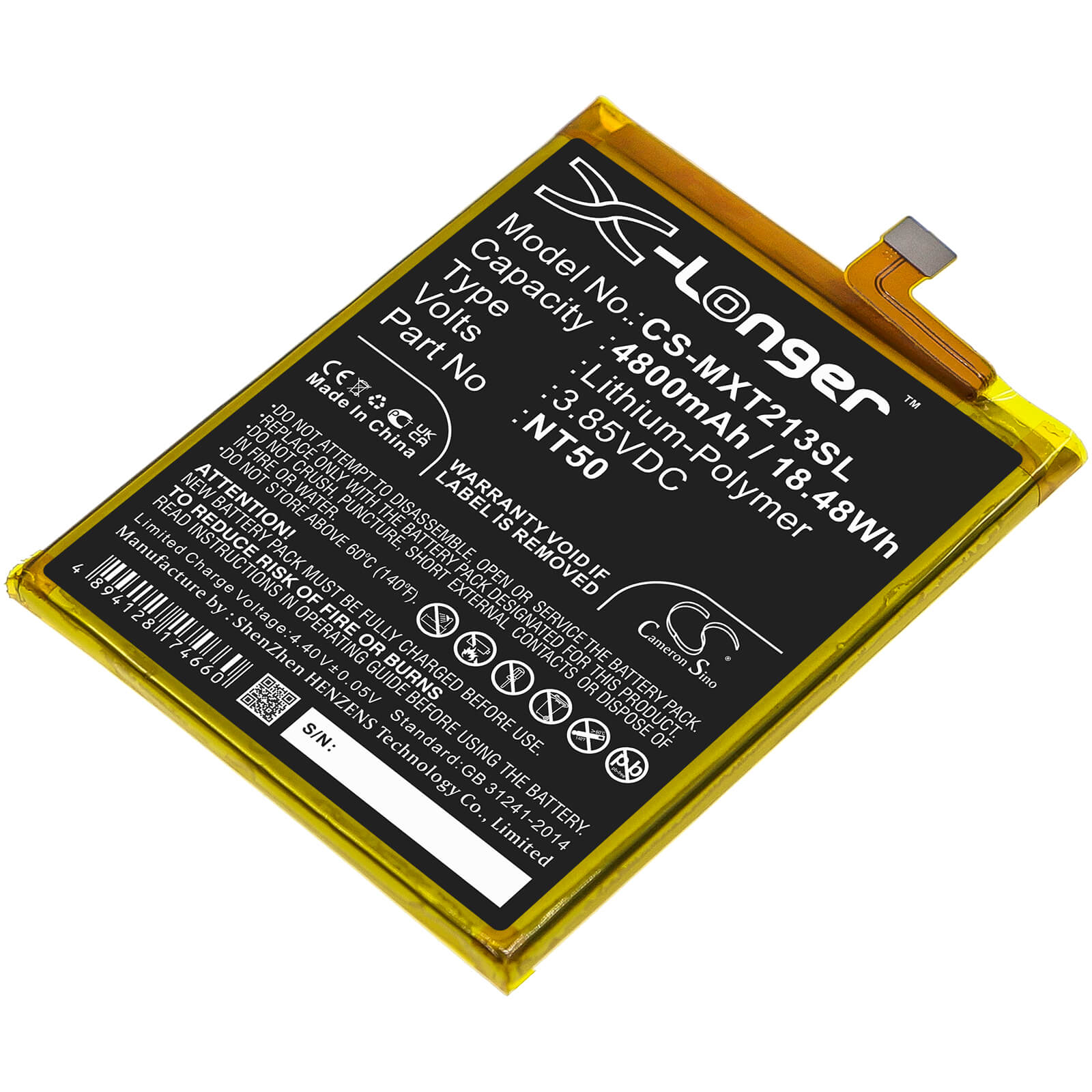 Li-Polymer Battery fits Motorola, Moto Edge 20 Lite, Moto Edge 20 Lite 5g 3.85V, 4800mAh / 18.48Wh Mobile & SmartPhone Cameron Sino Technology Limited