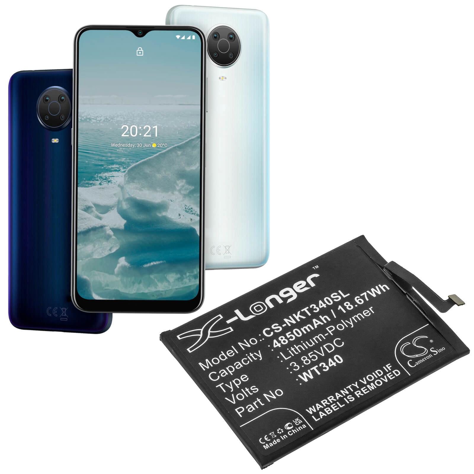 Li-Polymer Battery fits Nokia, Cn110, G10 3.85V, 4850mAh / 18.67Wh Mobile & SmartPhone Cameron Sino Technology Limited