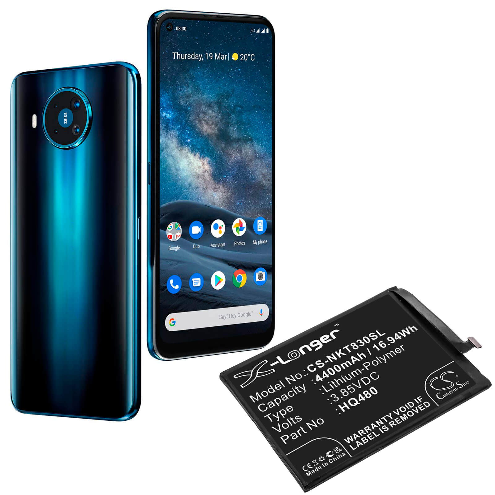 Li-Polymer Battery fits Nokia, 8 V 5g, 8,3 2020 5g 3.85V, 4400mAh / 16.94Wh Mobile & SmartPhone Cameron Sino Technology Limited