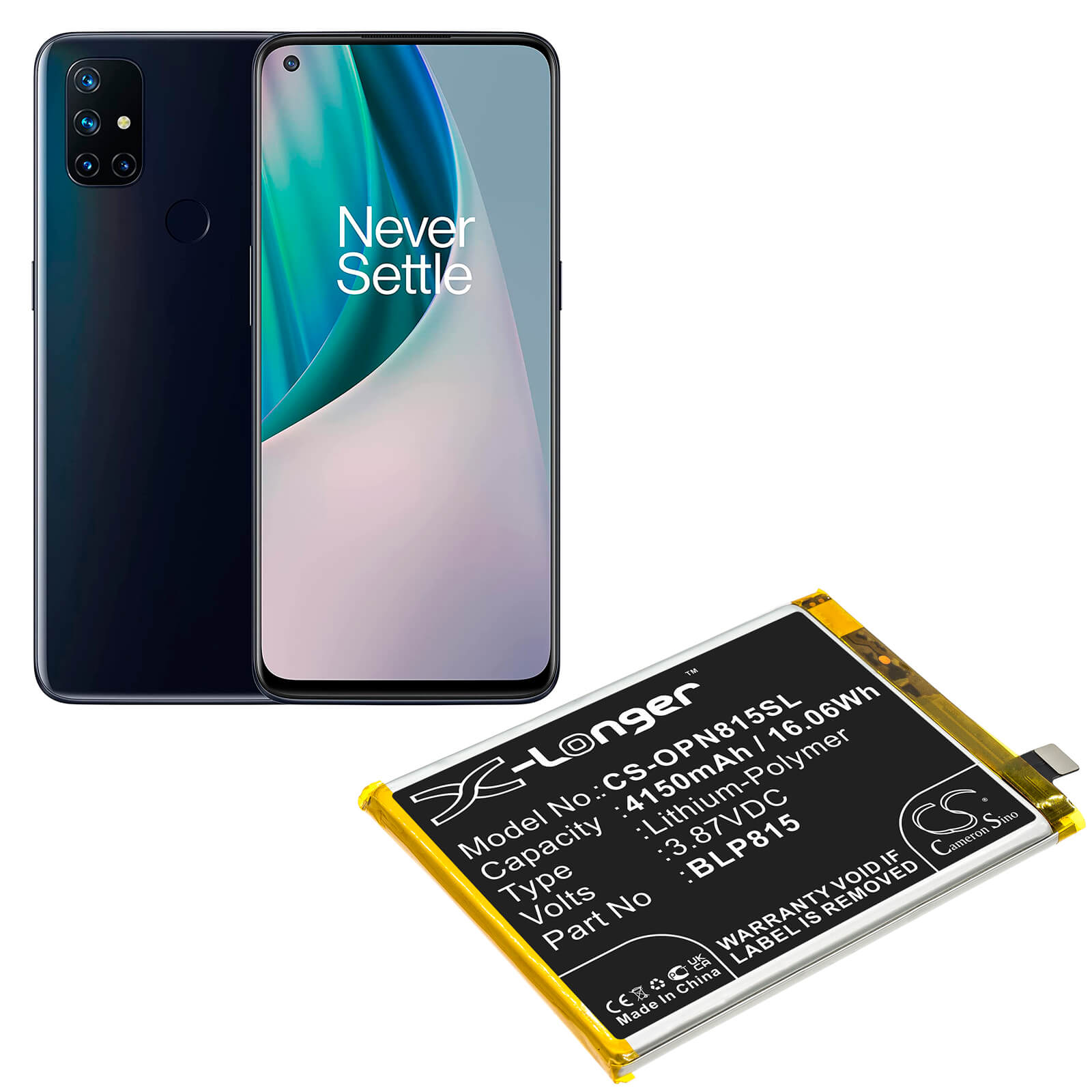 Li-Polymer Battery fits Oneplus, Be2025, Be2026 3.87V, 4150mAh / 16.06Wh Mobile & SmartPhone Cameron Sino Technology Limited