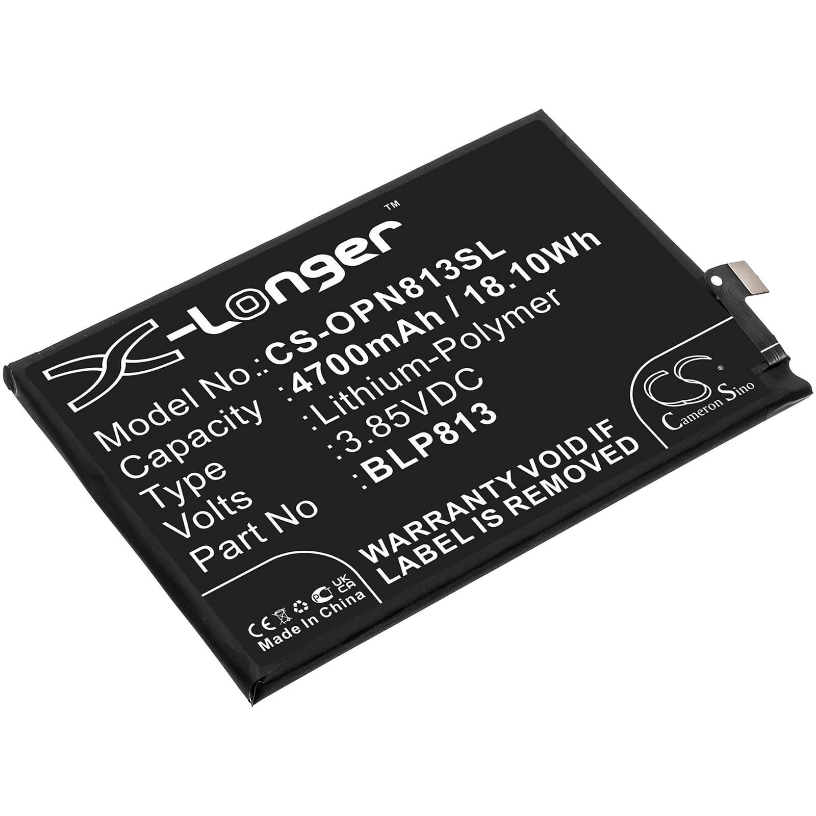 Li-Polymer Battery fits Oneplus, Be2011, Be2013 3.85V, 4700mAh / 18.10Wh Mobile & SmartPhone Cameron Sino Technology Limited