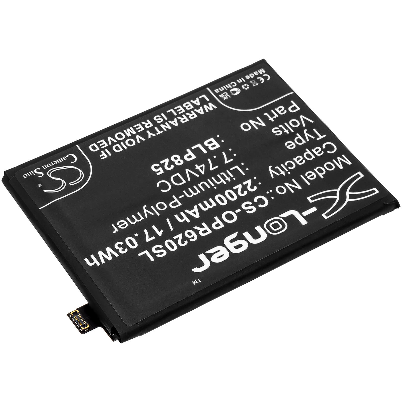 Li-Polymer Battery fits Oppo, Reno5 Pro+, Reno6 Pro 7.74V, 2200mAh / 17.03Wh Mobile & SmartPhone Cameron Sino Technology Limited