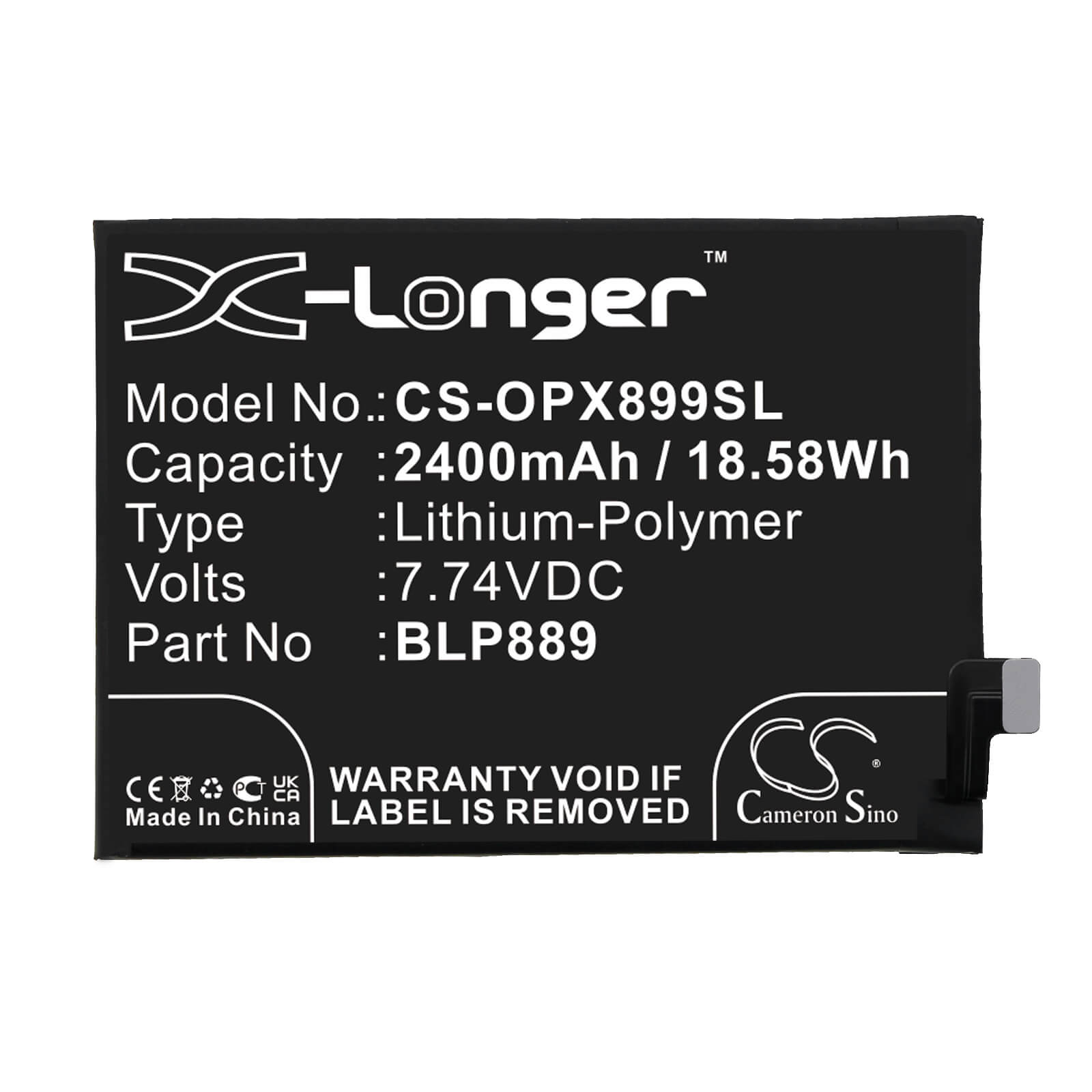 Li-Polymer Battery fits Oppo, Cph2305, Find X5 Pro 7.74V, 2400mAh / 18.58Wh Mobile & SmartPhone Cameron Sino Technology Limited