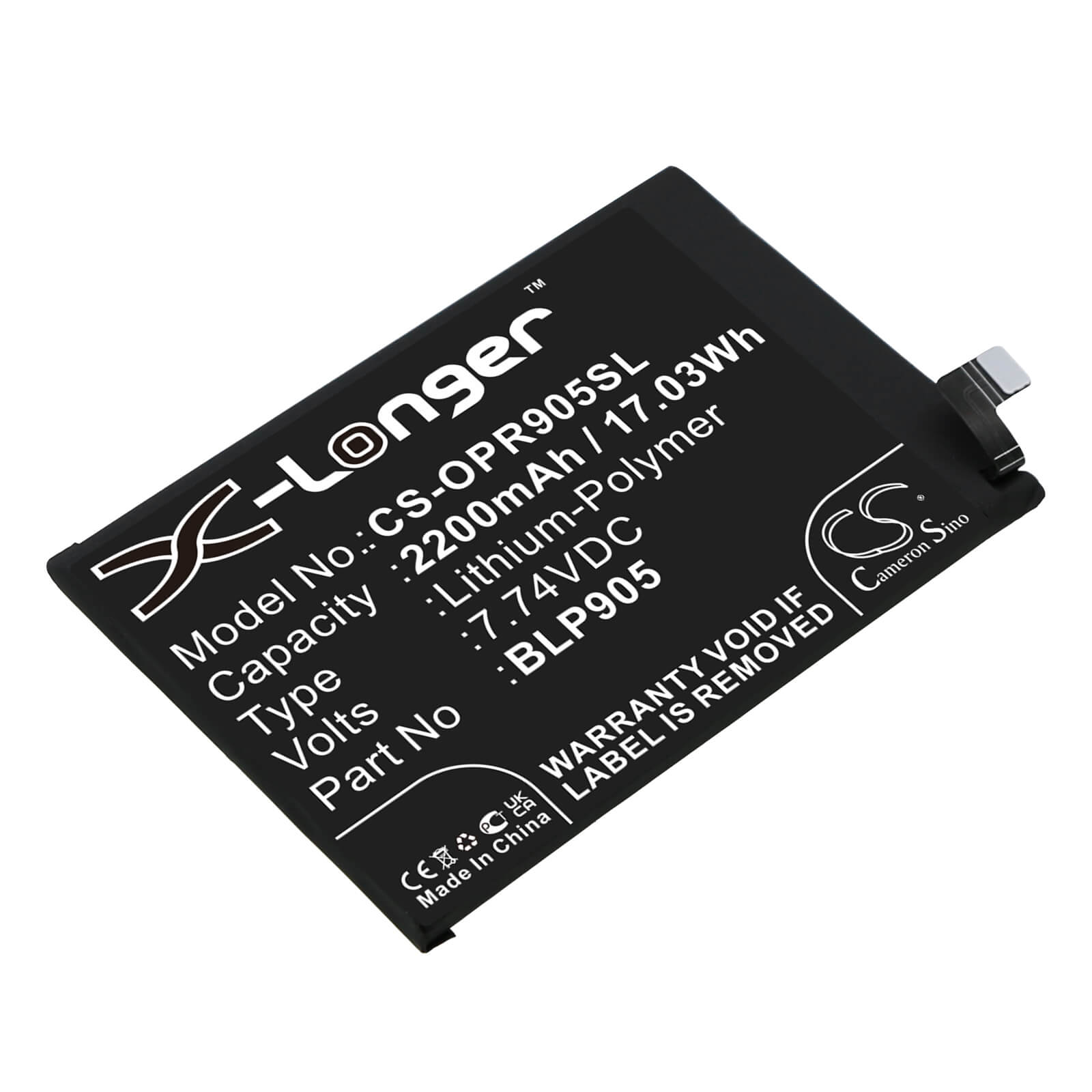 Li-Polymer Battery fits Oppo, Pfdm00, Reno 7 Pro 5g 7.74V, 2200mAh / 17.03Wh Mobile & SmartPhone Cameron Sino Technology Limited