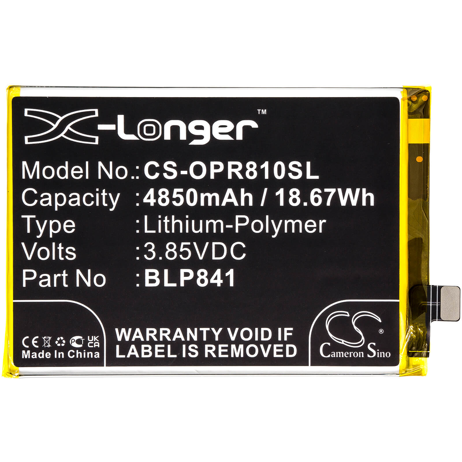 Li-Polymer Battery fits Oppo, Realme 8, Realme Q3 3.85V, 4850mAh / 18.67Wh Mobile & SmartPhone Cameron Sino Technology Limited