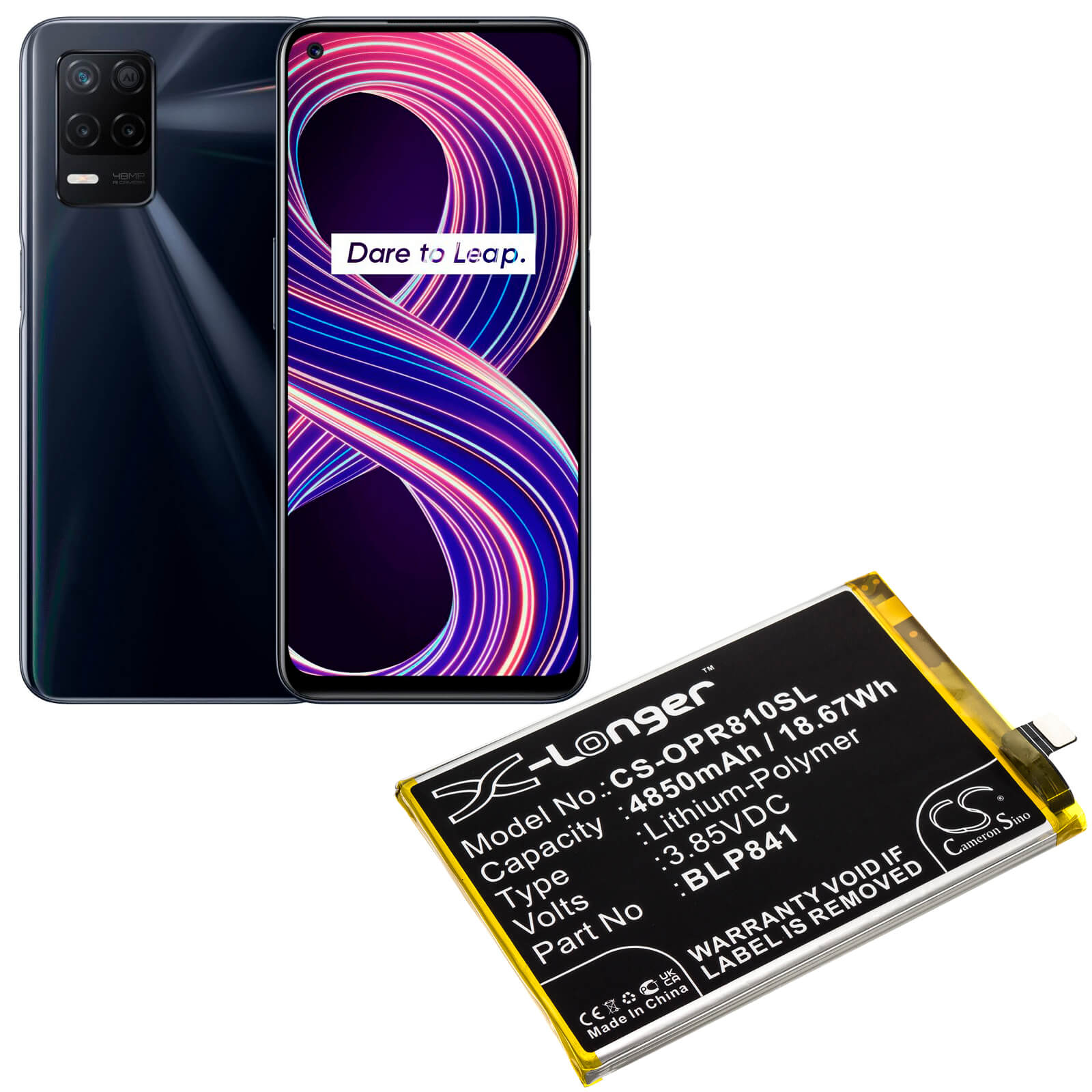 Li-Polymer Battery fits Oppo, Realme 8, Realme Q3 3.85V, 4850mAh / 18.67Wh Mobile & SmartPhone Cameron Sino Technology Limited