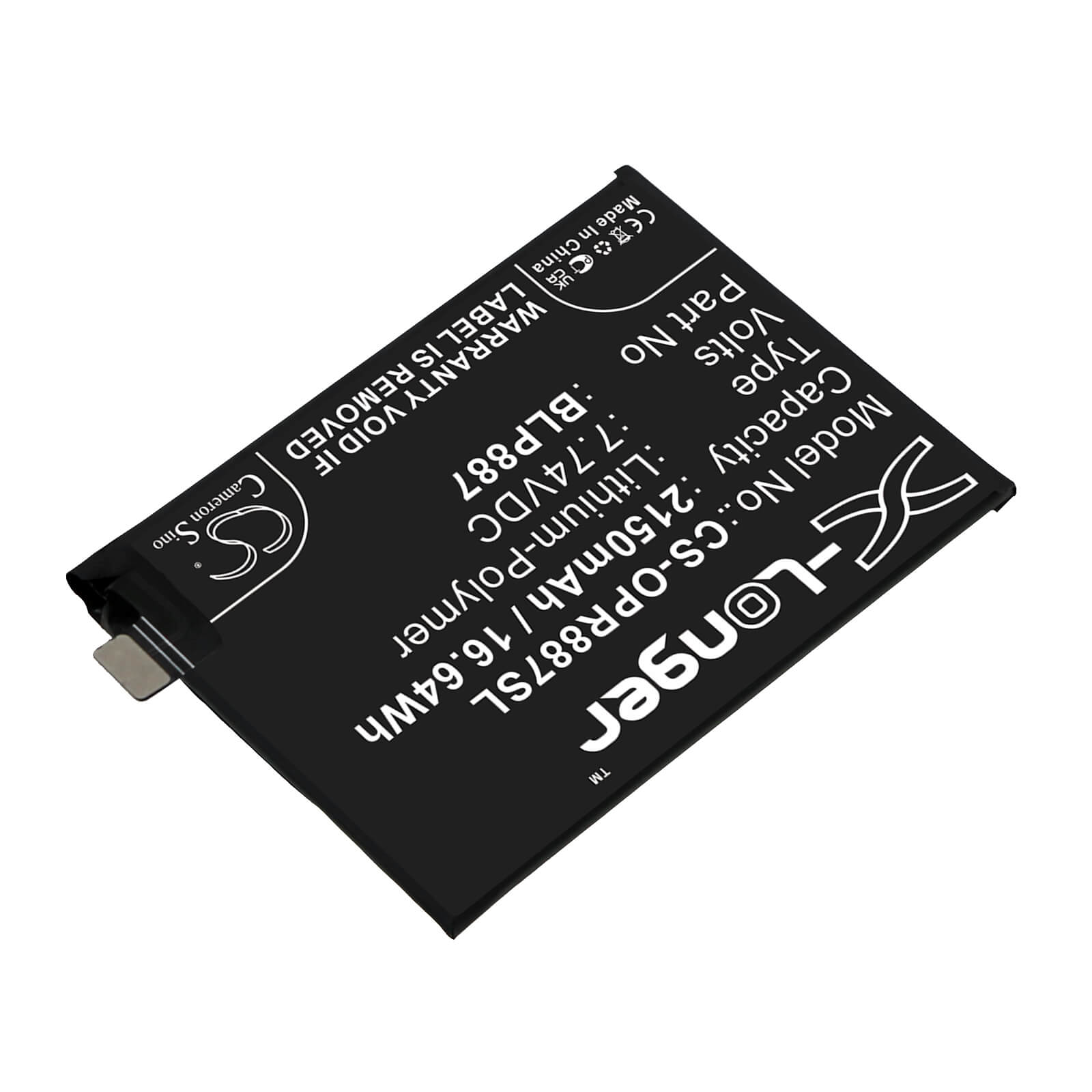 Li-Polymer Battery fits Oppo, Realme Gt Neo 2, Realme Gt Pro 2 7.74V, 2150mAh / 16.64Wh Mobile & SmartPhone Cameron Sino Technology Limited