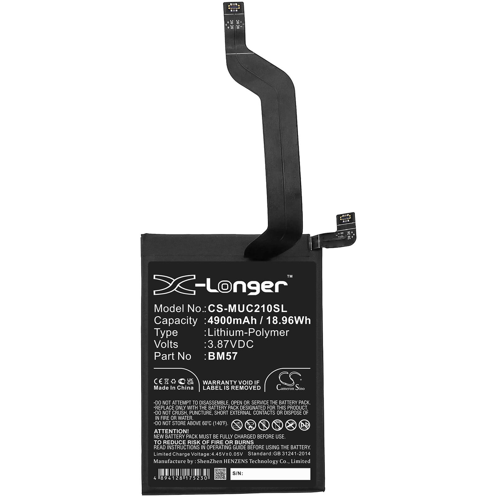 Li-Polymer Battery fits Poco, 21061110ag, X3 Gt 3.87V, 4900mAh / 18.96Wh Mobile & SmartPhone Cameron Sino Technology Limited