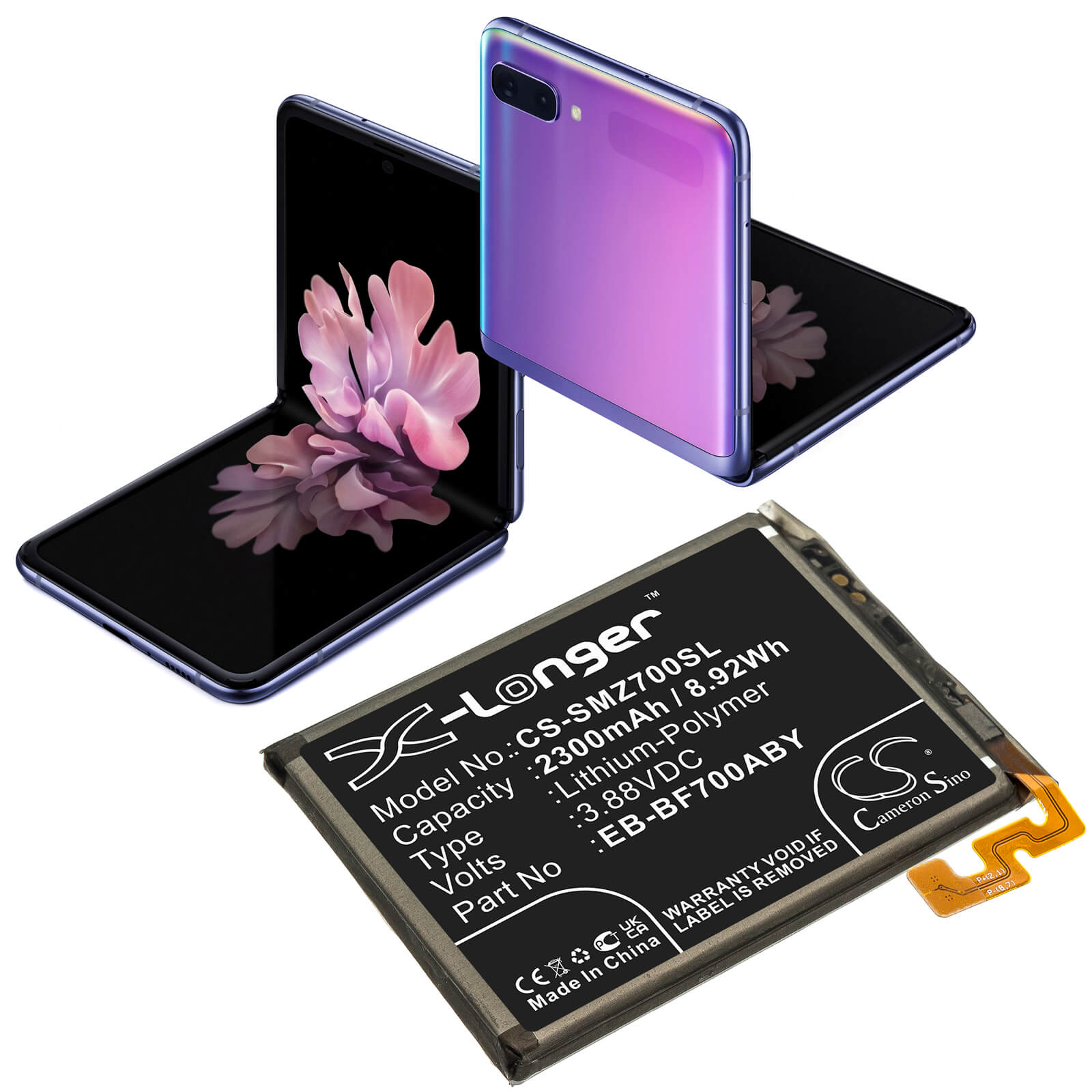 Li-Polymer Battery fits Samsung, Galaxy Z Flip, Sm-f7000 3.88V, 2300mAh / 8.92Wh Mobile & SmartPhone Cameron Sino Technology Limited