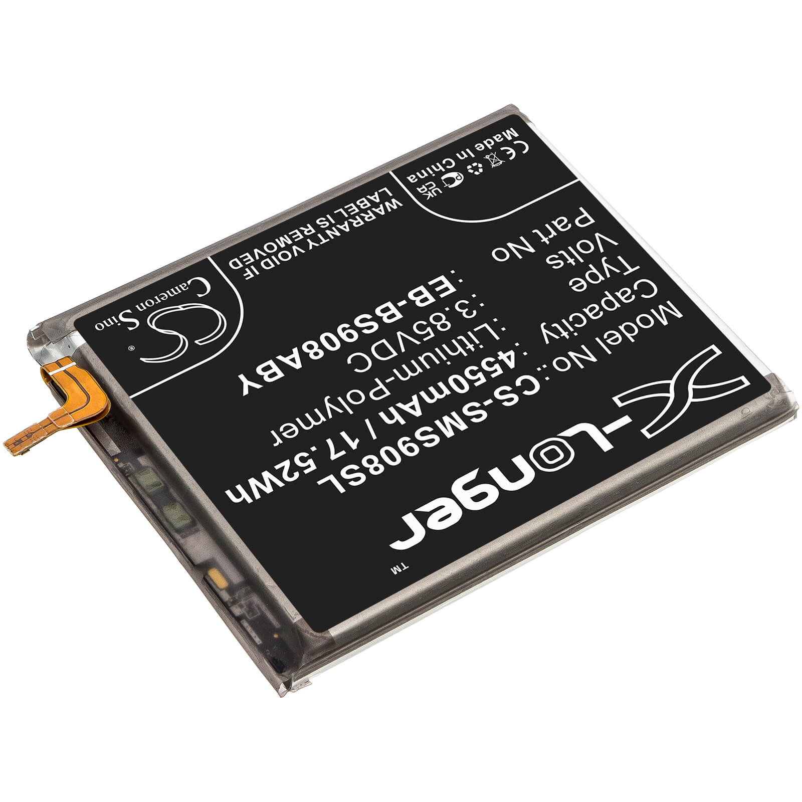 Li-Polymer Battery fits Samsung, Galaxy S22 Ultra 5g, Sm-s906w 3.85V, 4550mAh / 17.52Wh Mobile & SmartPhone Cameron Sino Technology Limited