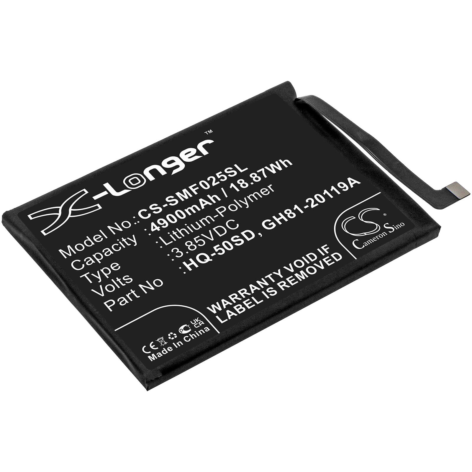 Li-Polymer Battery fits Samsung, Galaxy A02s, Galaxy A02s 2020 3.85V, 4900mAh / 18.87Wh Mobile & SmartPhone Cameron Sino Technology Limited