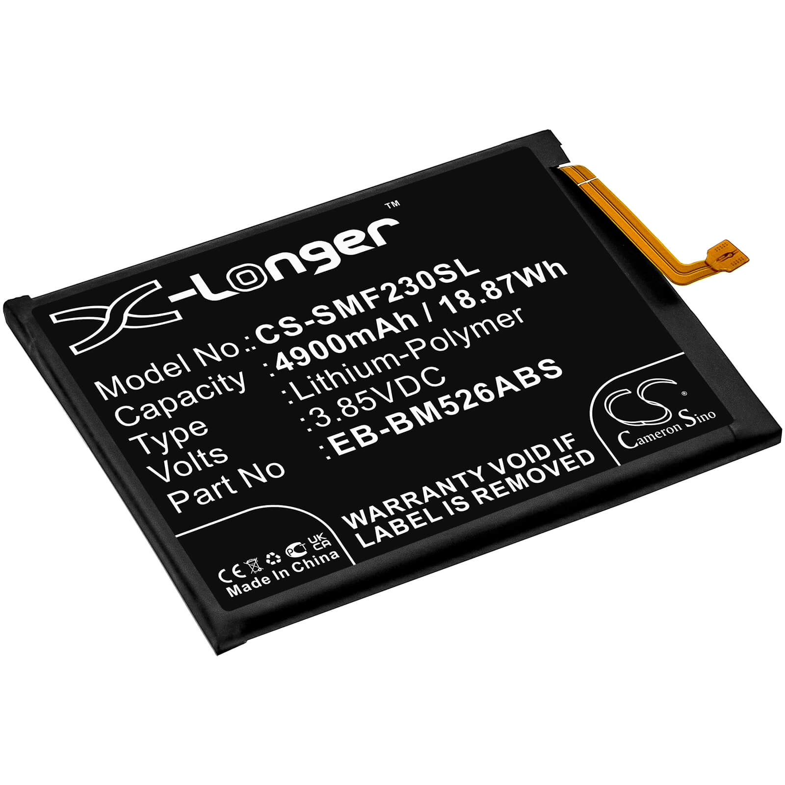 Li-Polymer Battery fits Samsung, Galaxy A23 4g, Galaxy F23 5g 3.85V, 4900mAh / 18.87Wh Mobile & SmartPhone Cameron Sino Technology Limited