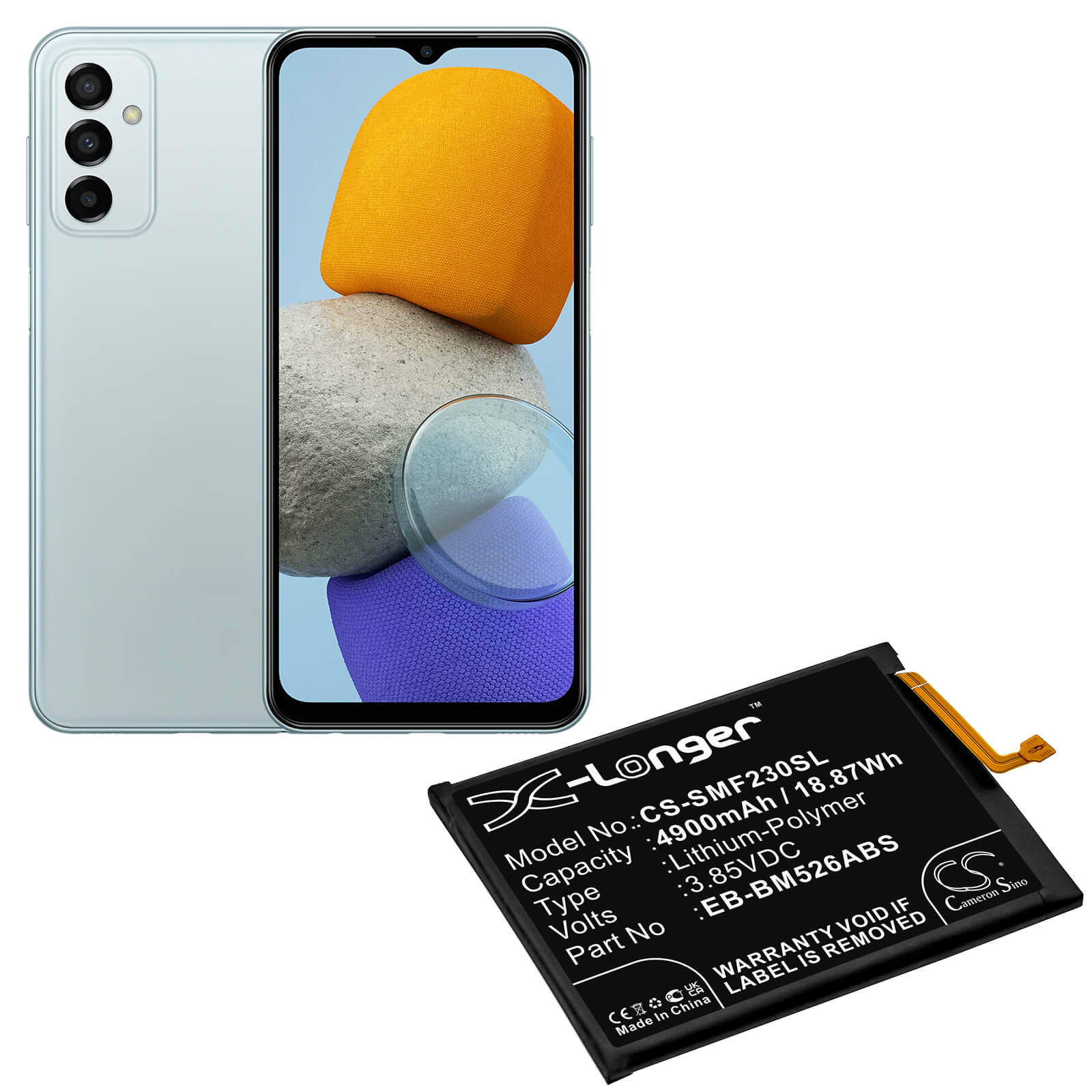 Li-Polymer Battery fits Samsung, Galaxy A23 4g, Galaxy F23 5g 3.85V, 4900mAh / 18.87Wh Mobile & SmartPhone Cameron Sino Technology Limited