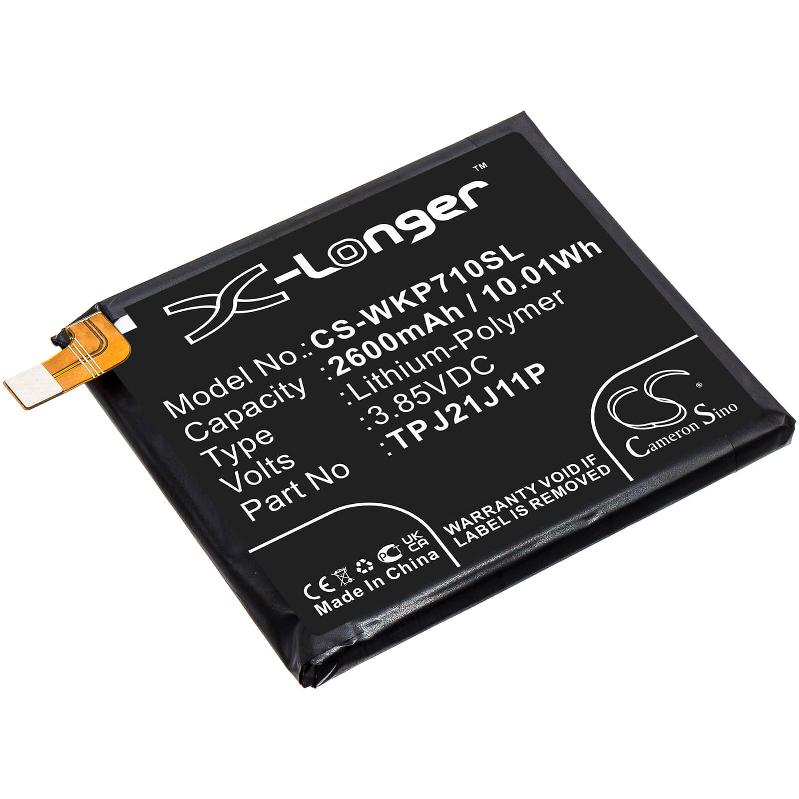 Li-Polymer Battery fits Wiko, P710, Rakuten Hand 3.85V, 2600mAh / 10.01Wh Mobile & SmartPhone Cameron Sino Technology Limited