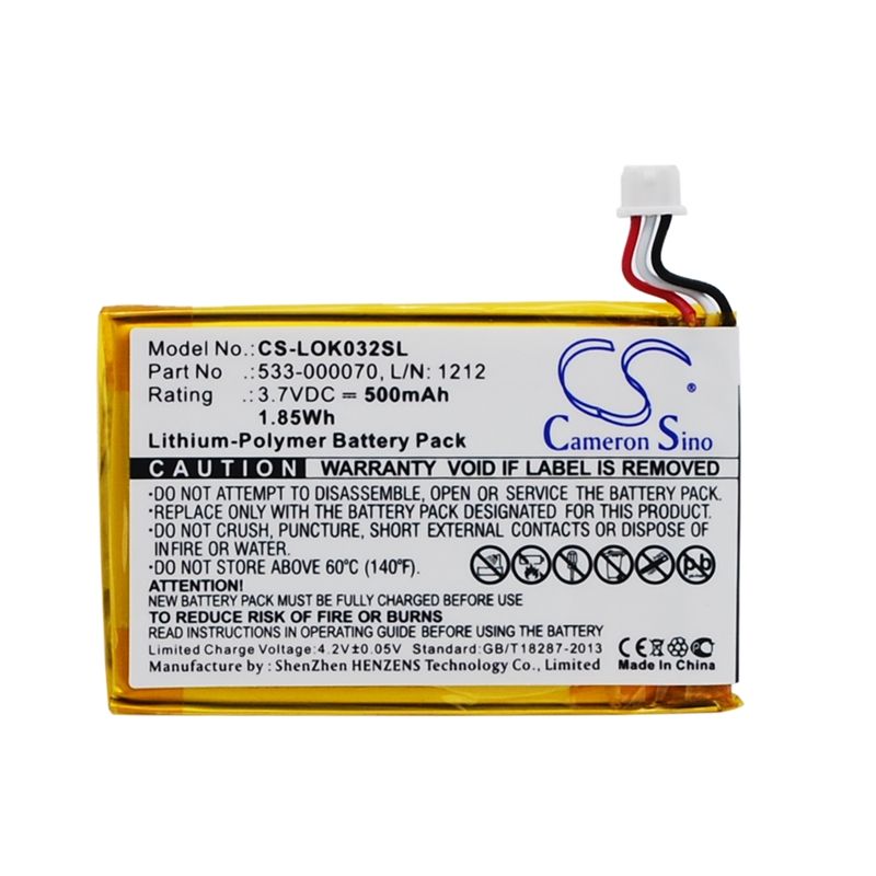 Li-Polymer Battery fits Logitech, Ultratin Keyboard Cover, Y-r0032, 3.7V, 500mAh Keyboard,Mouse Cameron Sino Technology Limited