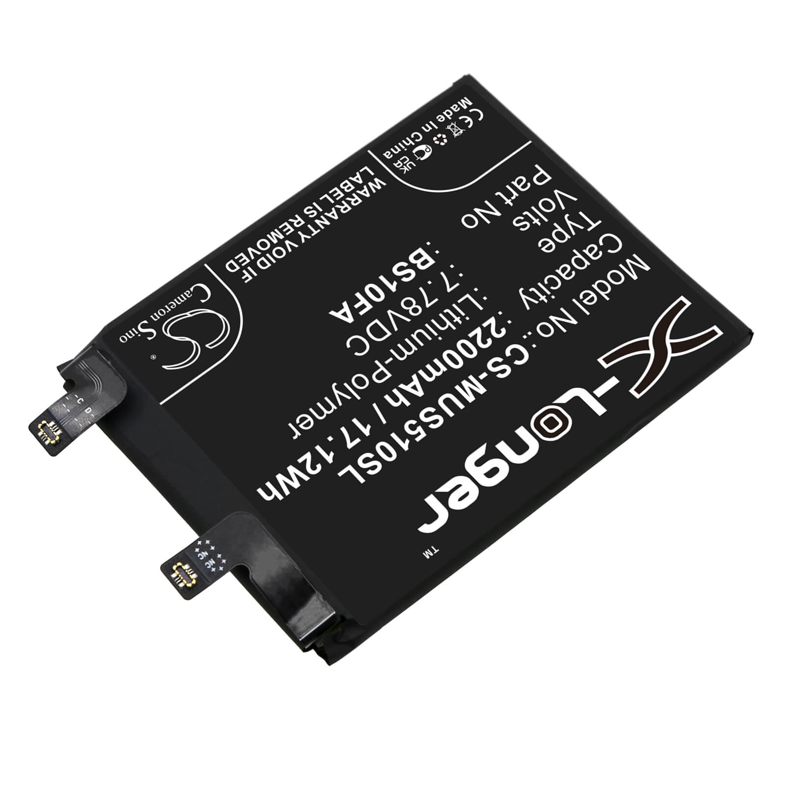 Li-Polymer Battery fits Xiaomi, Black Shark 5 Pro 5g, Black Shark 5s 7.78V, 2200mAh / 17.12Wh Mobile & SmartPhone Cameron Sino Technology Limited